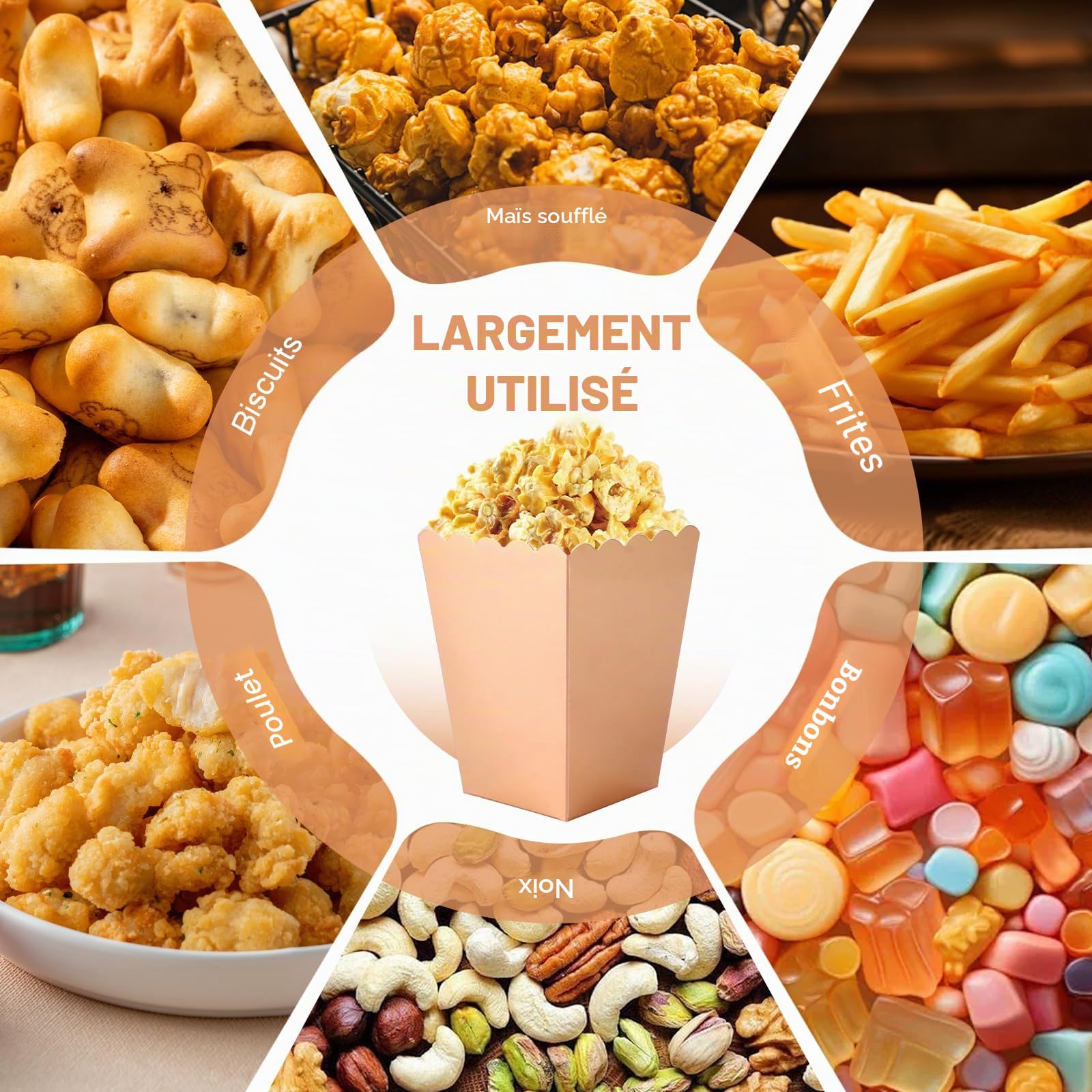 YAYODS Lot de 120 Boîte à Popcorn Or Rose - 10,5 x 7,5 x 5,5 cm Sachet Popcorn en Carton Résistant à l huile - Seau à Popcorn Petit Format pour Soirée Cinéma, Anniversaire et Fête