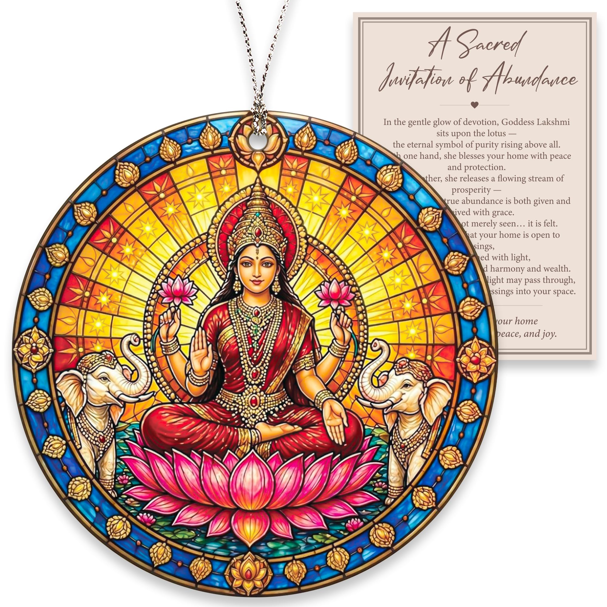 Lakshmi Ornament, Indian Inspired Goddess Design, Elegant Diwali Decorations and Indian Decor for Home, Spiritual Christmas Tree Accent, Meaningful Gift for Yoga, Meditation and Mindfulness Lovers