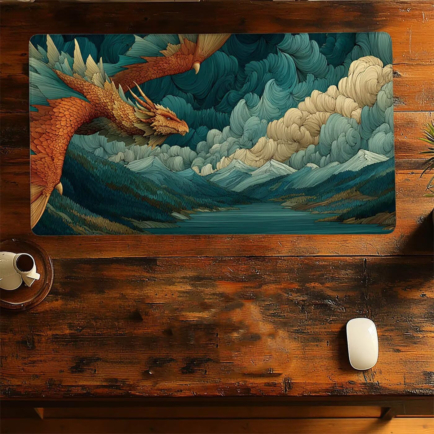 Podkładka pod mysz, smok, duża podkładka pod mysz do gier, 140 x 60 x 0,30 cm, duża podkładka pod mysz do laptopa, komputera stacjonarnego, klawiatura do gier, poprawia dokładność i szybkość
