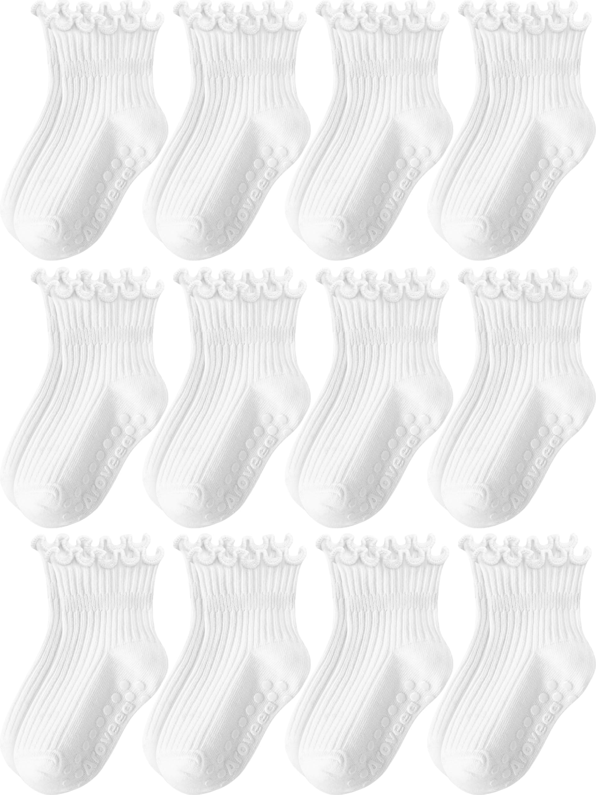 Toddler Girls Socks 12 Pack Grip Kids Cotton Socks for Toddlers 6M-7Years
