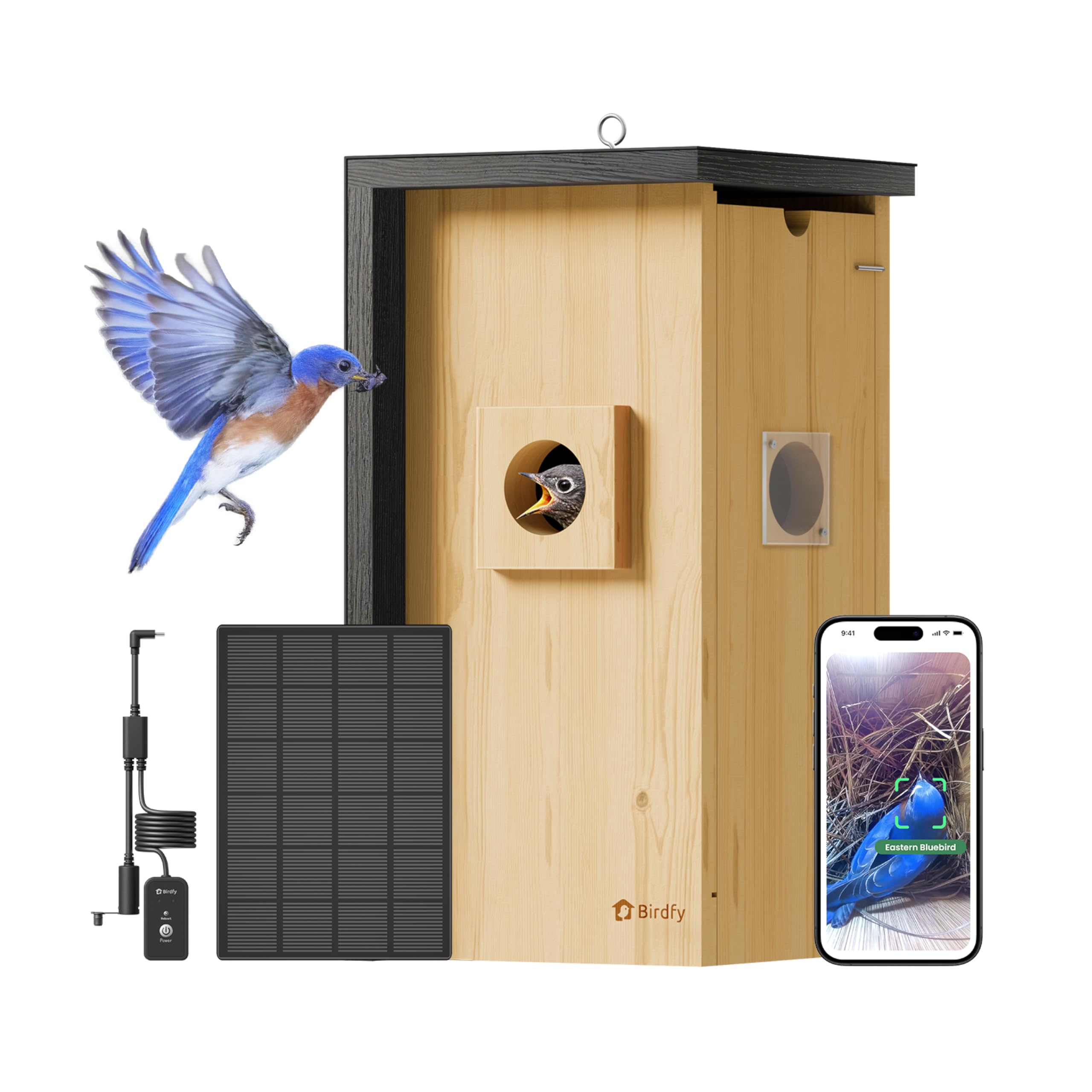 Birdfy Vogelhaus mit Kamera,Nistkasten mit Kamera, 2 Millionen Pixel Outdoor-Vogelhaus-Kamera, Echtzeitbeobachtung des Nestbaus und der Brut von Vögeln, AI-Erkennung des Vogelverhaltens