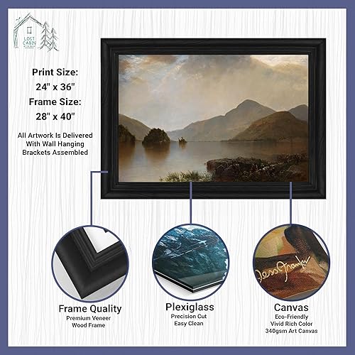 Miniatura 2 de Lost Cabin Lake George 2 de John Frederick Kensett  Marco biselado negro de lienzo  Reproducción de pinturas de obras de arte finas  Póster