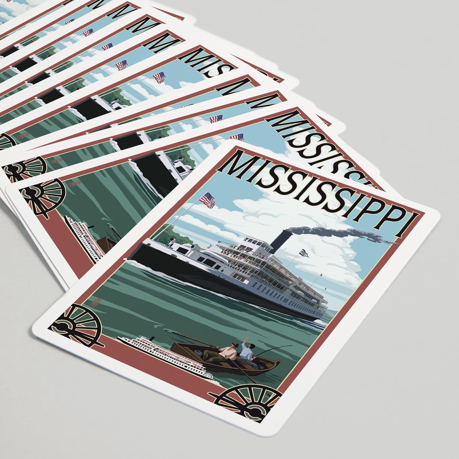 Lantern Press Mississippi, Riverboat and Rowboat, 52 Playing Cards for Adults, Poker Size Card Deck