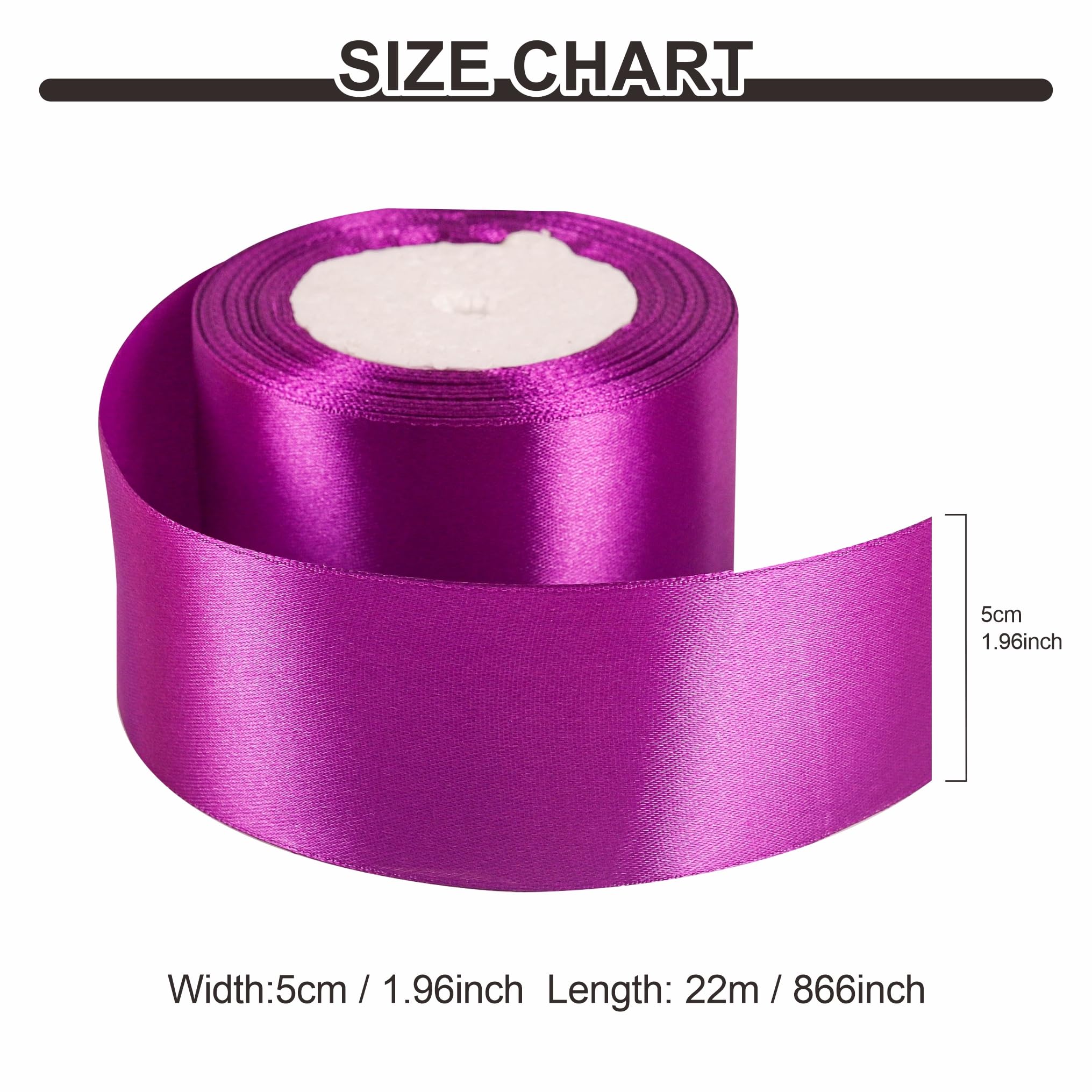 50mm Dark Purple Ribbon for Gift Wrapping 22M,Dark Purple Satin Ribbons Fabric 50mm Thick for Crafting Hair Bow Christmas Polyester Ribbon Cake Wedding Party Balloon Car Ribbons Decoration - Image 3