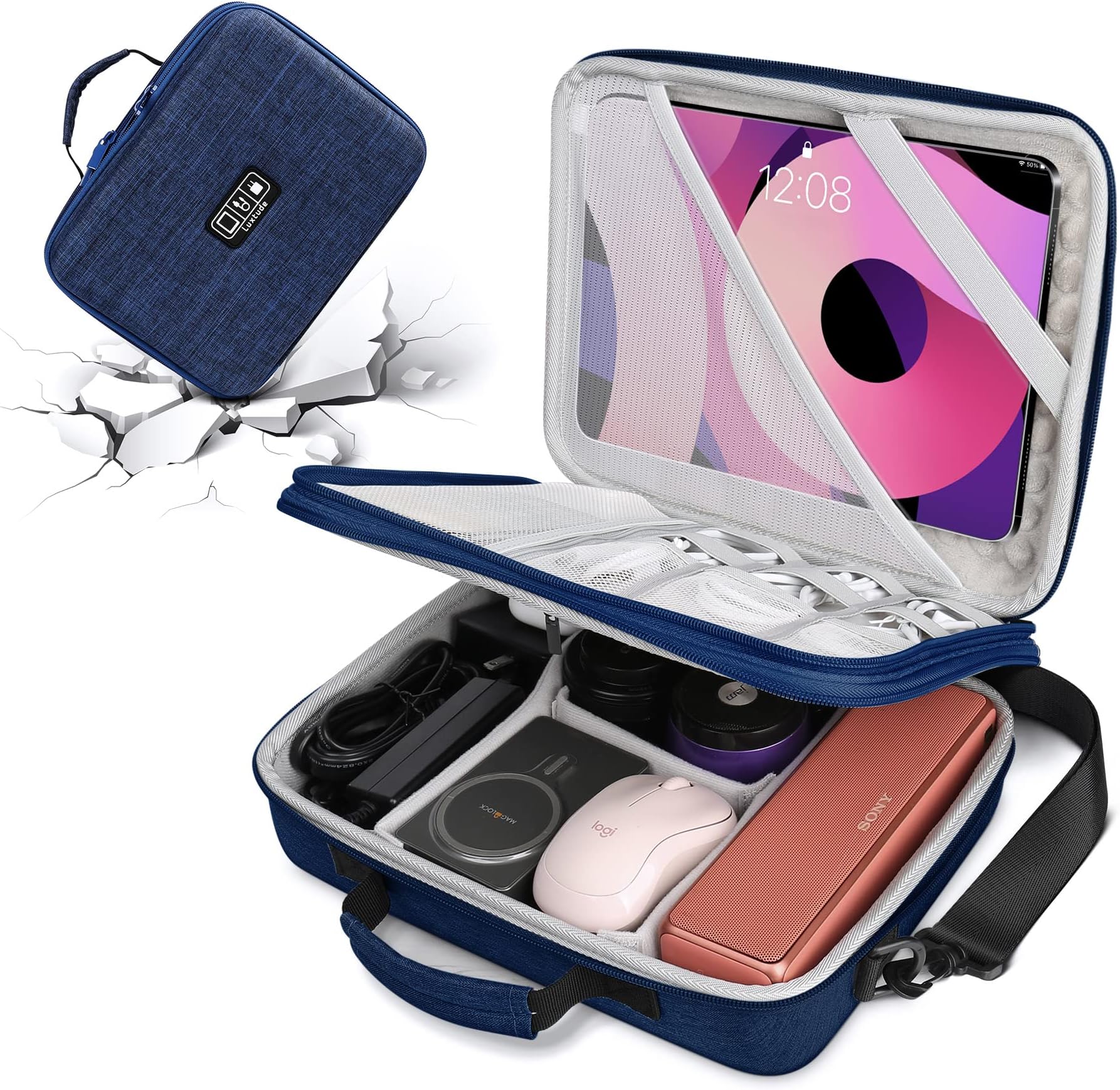 Luxtude EVA Electronic Organizer Bag, Blue--Large, Large, Unisex