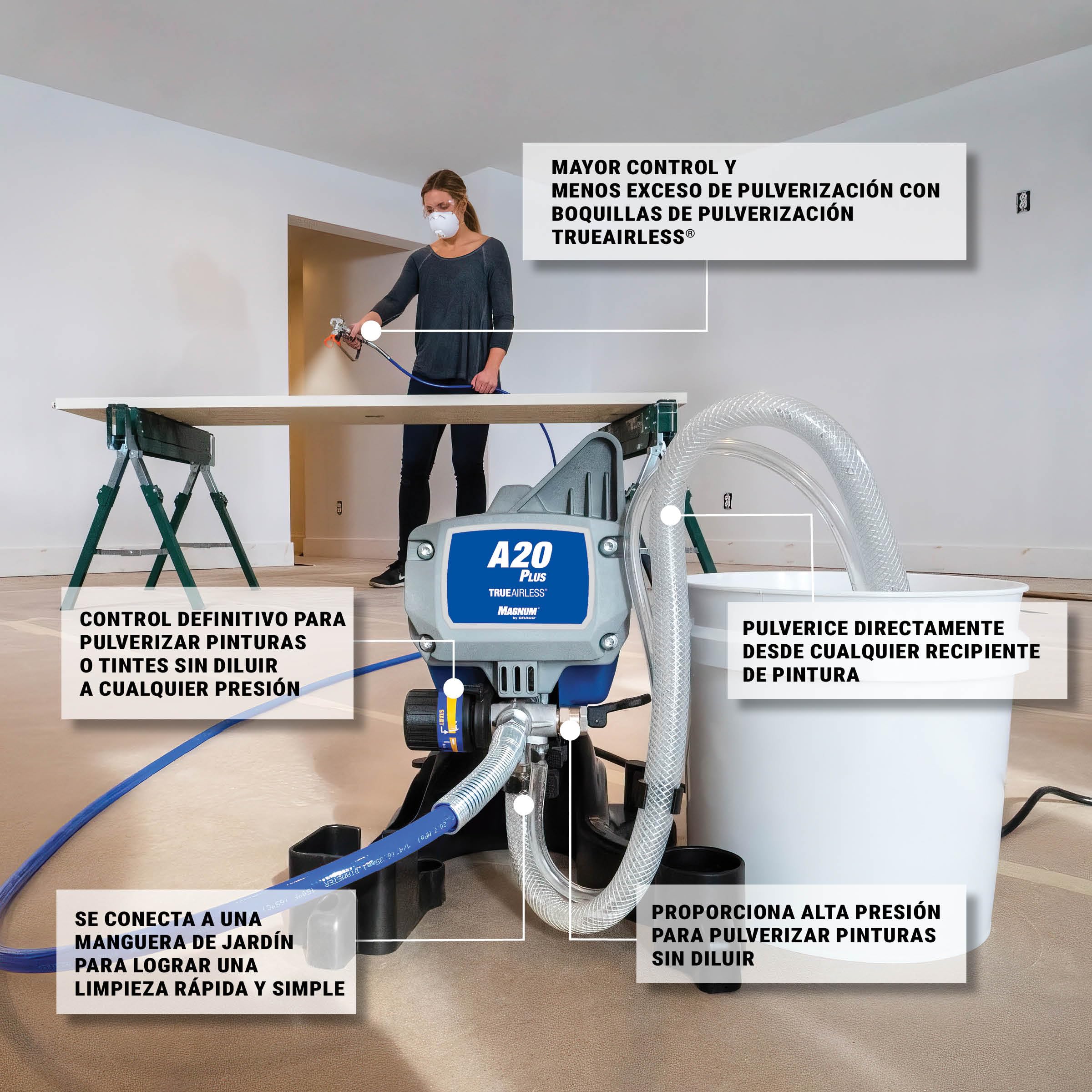 Magnum by Graco 17C243 Pulverizador de Pintura airless A20 Plus, Uso doméstico (caudal de 0,9 l/min, máx. presión 207 Bar)