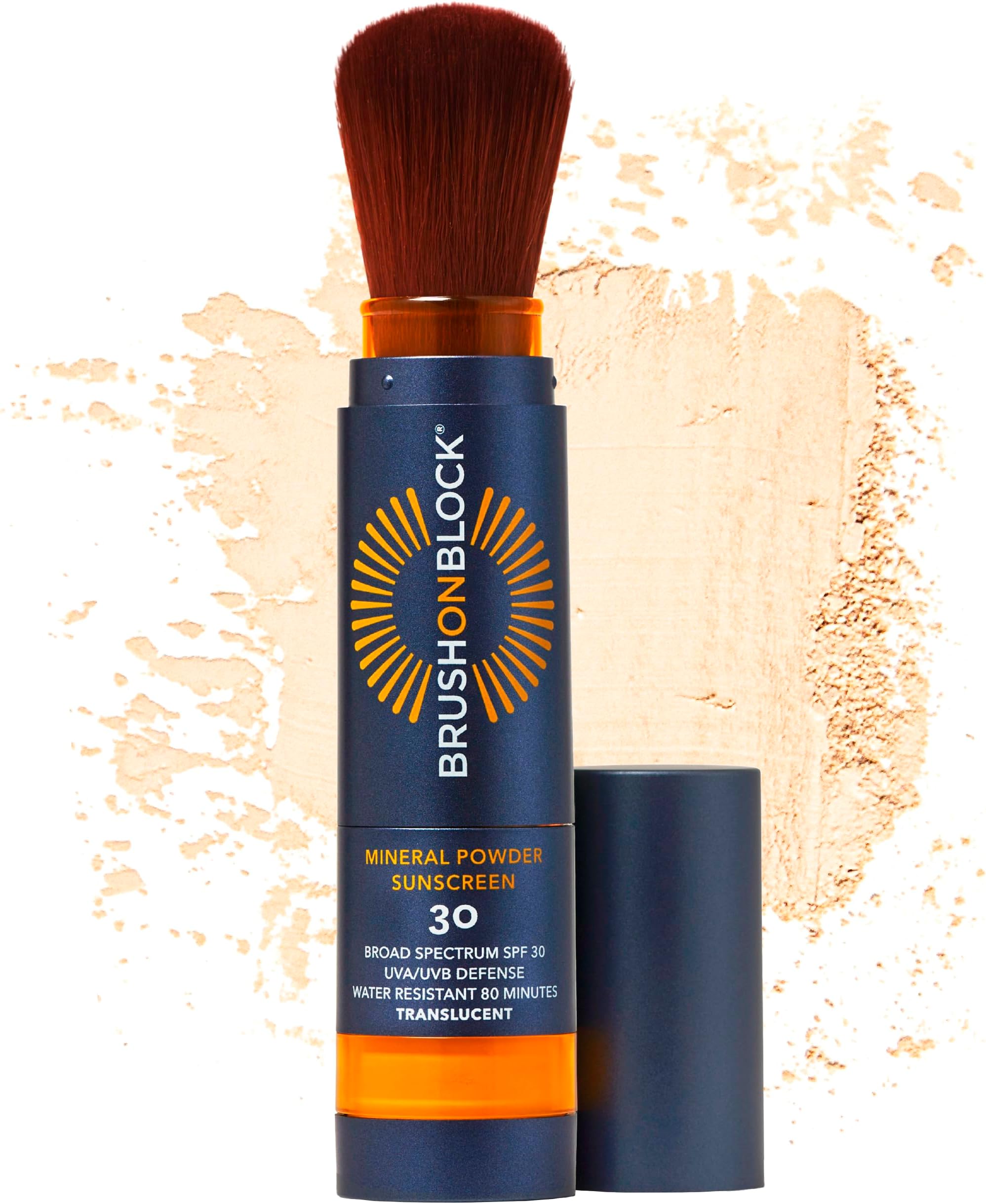Brush On Block SPF 30 Mineral Powder Sunscreen New Formula, With Niacinamide, Hyaluronic Acid, & Vitamin C, Broad Spectrum, Water Resistant, Translucent, For All Skin Types, Reef Friendly, Mfg in USA