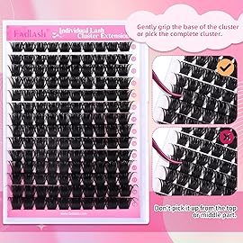 FADLASH Cluster Lashes D Curl Wispy Individual Lashes DIY Eyelash Extension Natural Look Reusable Fluffy Cluster Eyelash Extensions Self Application at Home (200D-0.07D-12-18MIX)