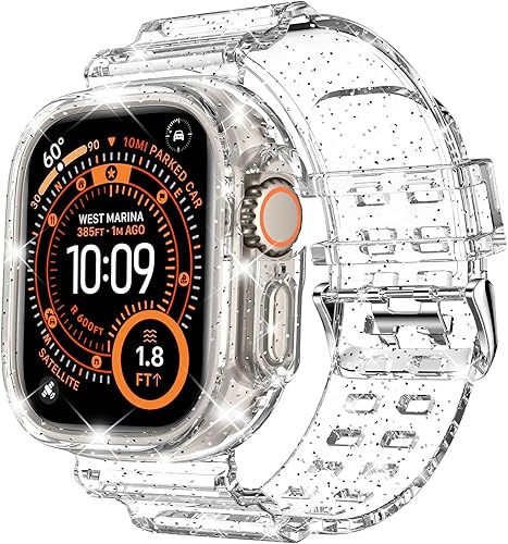 DABAOZA Compatible con Apple Watch Band transparente de 1.496 pulgadas, 1.575 pulgadas, 1.614 pulgadas, 1.654 pulgadas, 1.732 pulgadas, 1.772