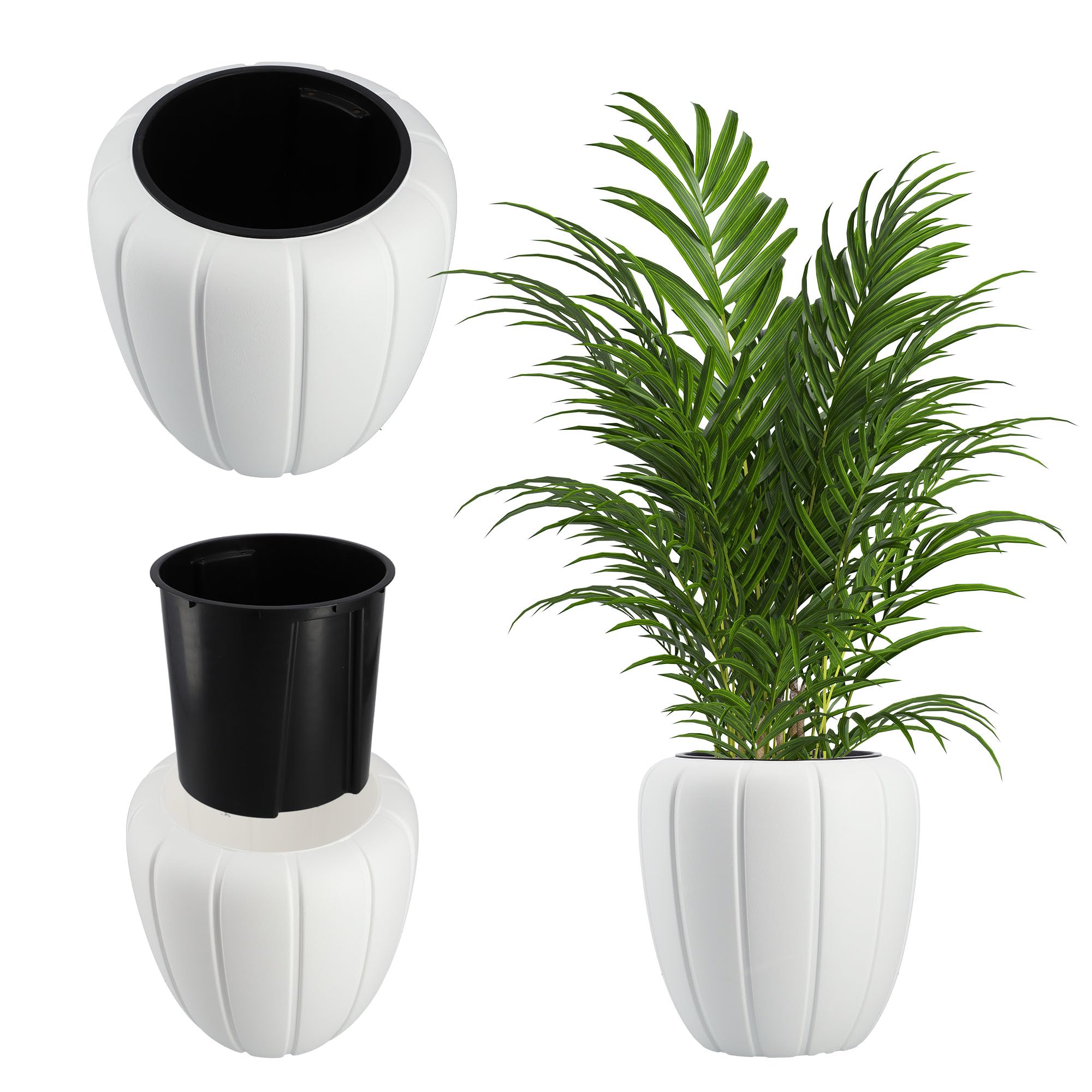 KADAX Blumentopf aus Kunststoff, ∅ 39cm, 5 Farben, Moderne Blumenvase, Pflanzkübel, Pflanztöpfe, Pflanzentopf, Kunststoff-Blumentöpfe, runder Blumenkübel (H: 40cm, Weiß)