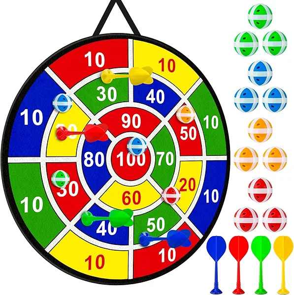 Large Dart Board Toys for Kids: 29'' Sticky Board w/12 Sticky Balls & 4 Darts Indoor Outdoor Sport Fun Family Party Games Toys Birthday Gifts for Kids Boys Girls 3 4 5 6 7 8 9 10 11 12 Years Old