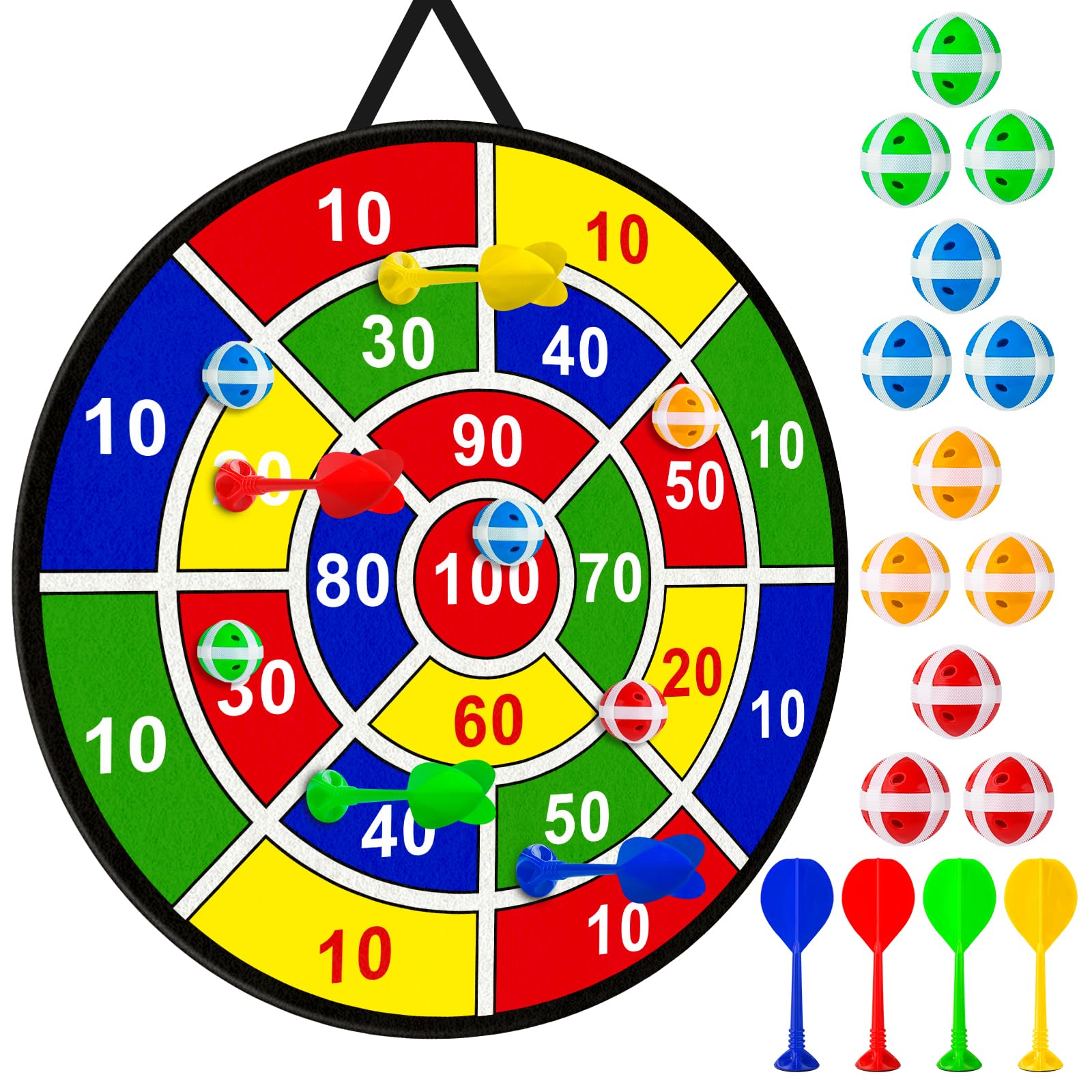Ostergeschenke Kinder, 28" (71 cm) Faltbarer Dart Board mit 12 Bällen & 4 Dart Brettspielen, Ostern Geschenke Kinder 4-12 Jahre, Ostern Geschenk Jungen Mädchen 9 Jahre zum Geburtstag Weihnachten