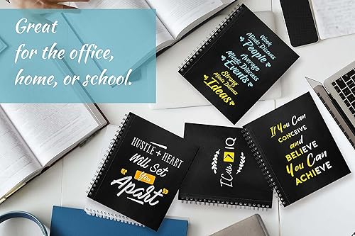 Miniatura 8 de Cuadernos de espiral para el trabajo, paquete de 4 con citas motivacionales, rayas universitarias, 200 páginas, papel de calidad premium,