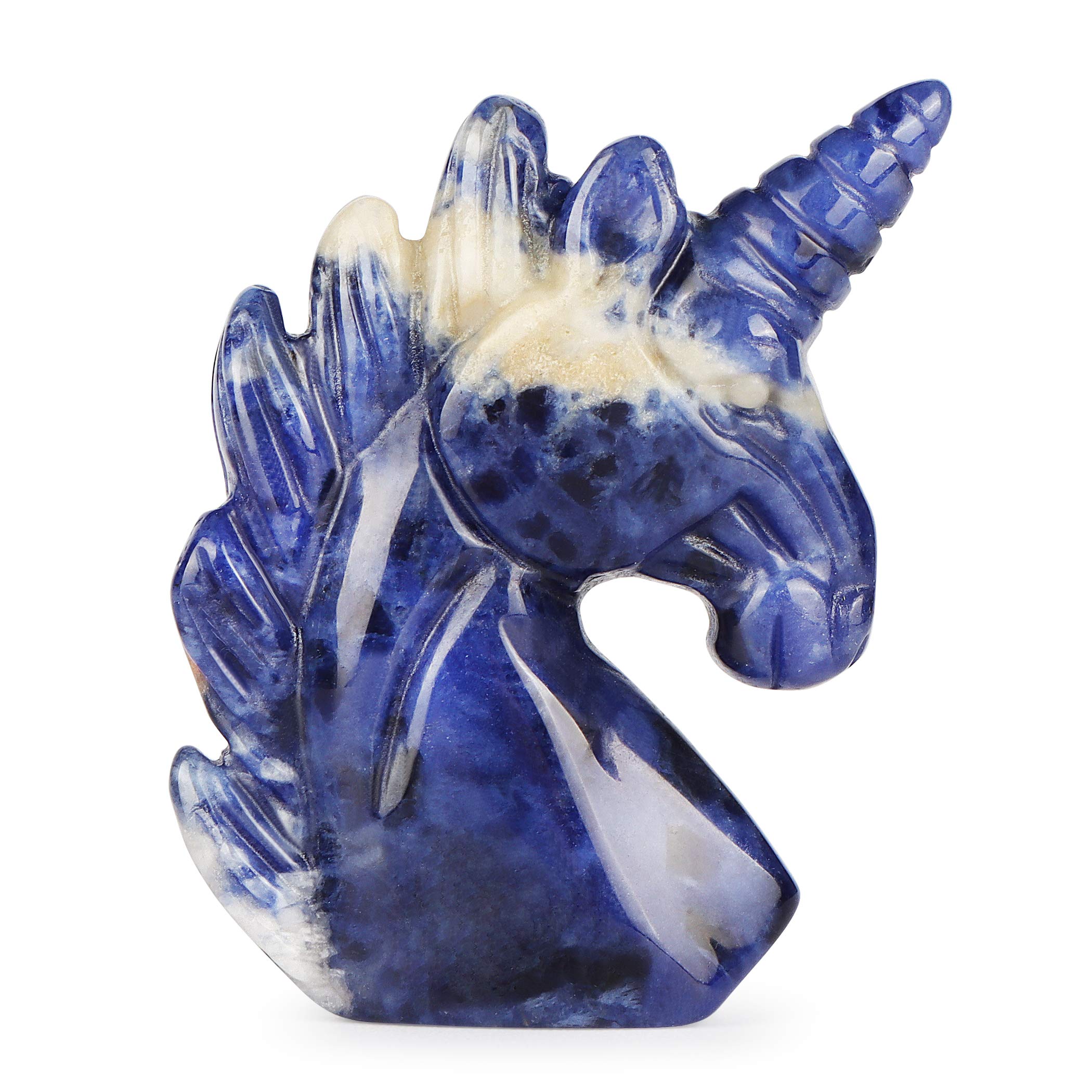 Artistone Sodalite 2Inch Sodalite Crystal Unicorn Figurine 2 Inch Carved Crystals Gemstone Unicorn Ornament Healing Stone Animals Statue For Home Decor With Gift Box