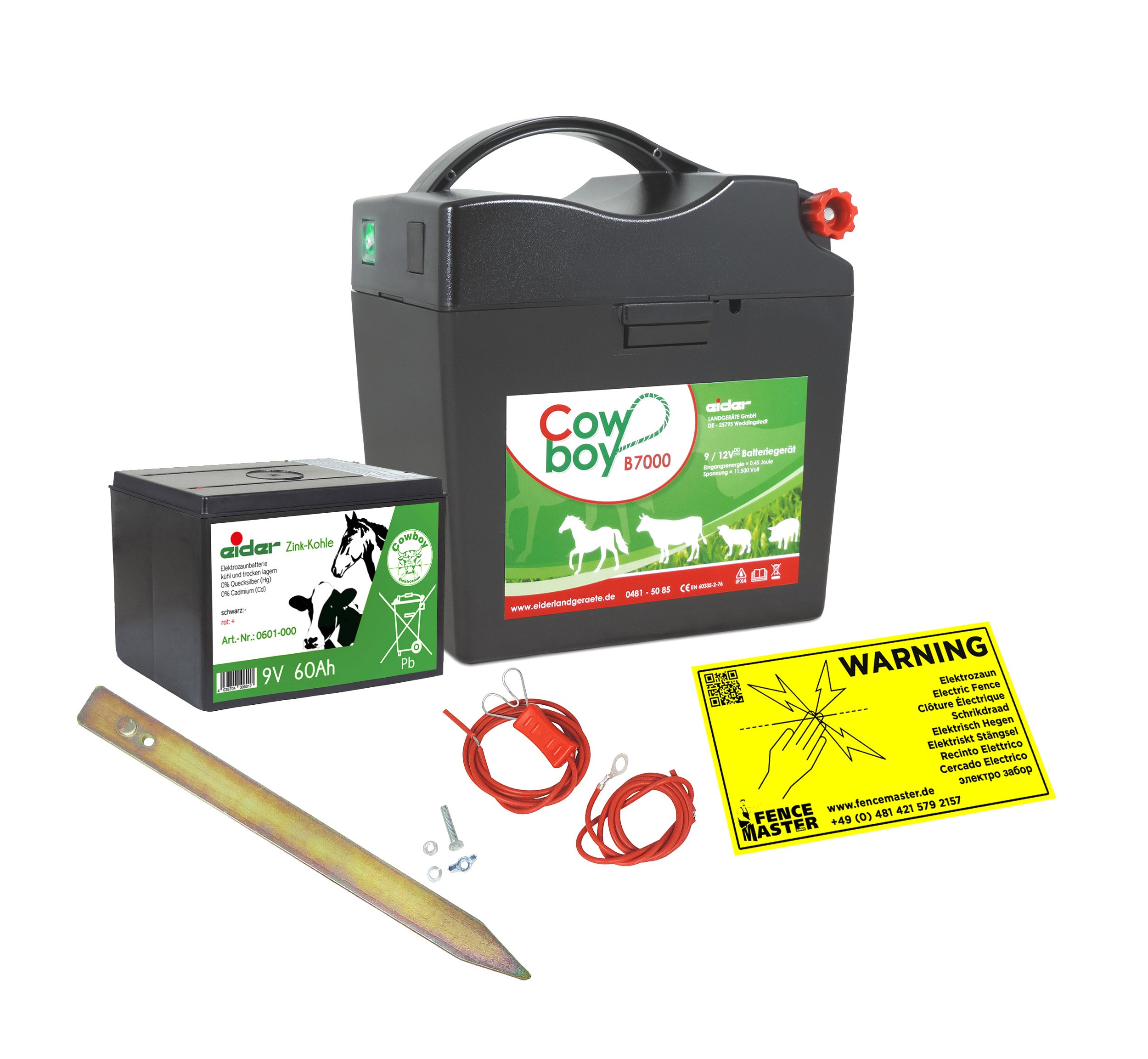 Eider Cowboy B 7000 Máquina para cercas de Pasto 9 V 60 Ah 0,45 J 11500 V