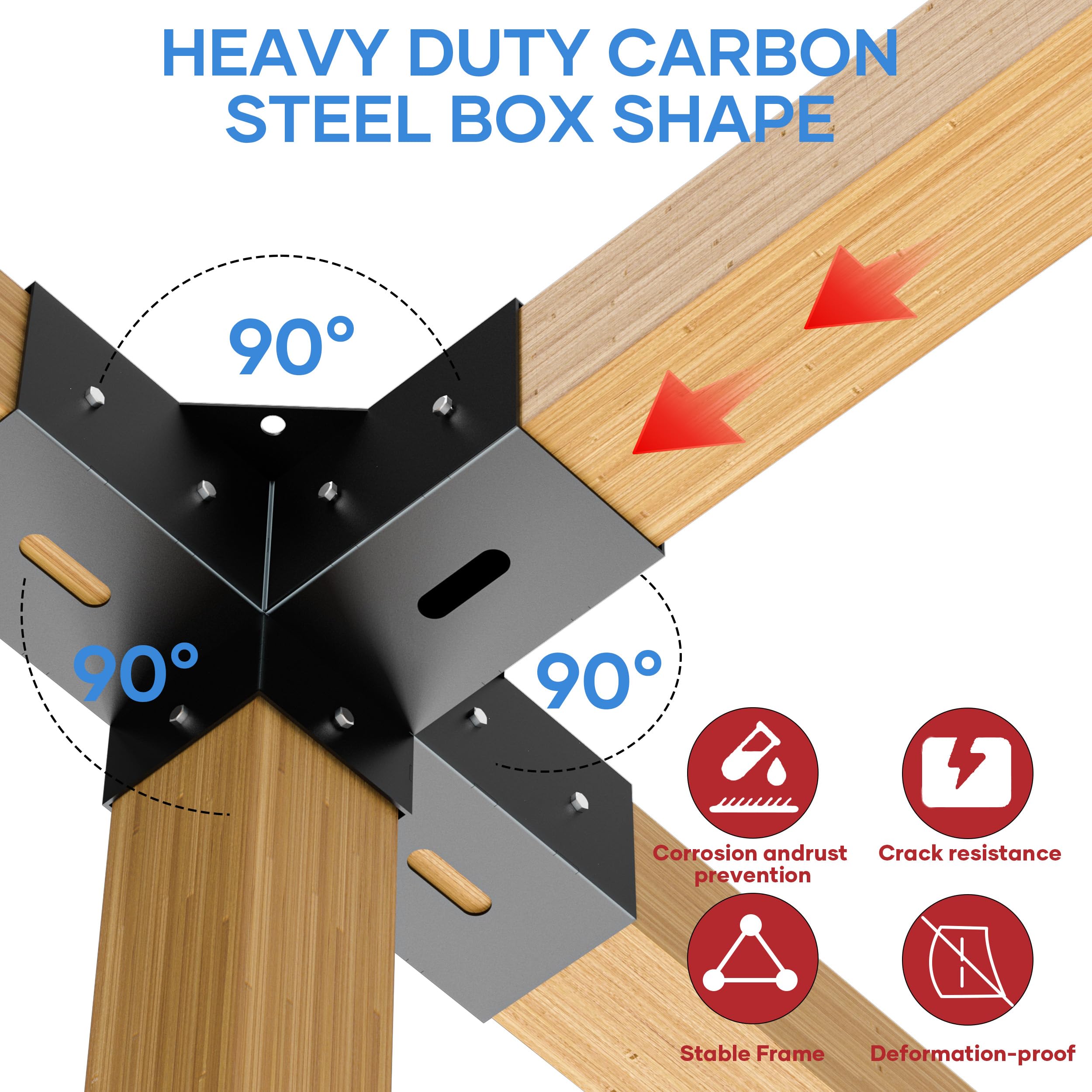 4x4 Pergola Bracket Kit - Heavy Duty Corner Brackets For Outdoor Structures With Stainless Hardware