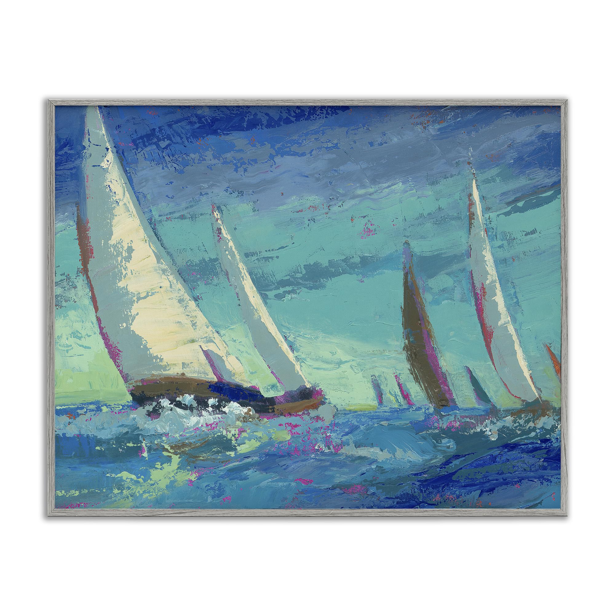 Stupell Industries Farmhouse Gray (Textured) 'Abstract Expression Regatta'| Framed Giclee Art