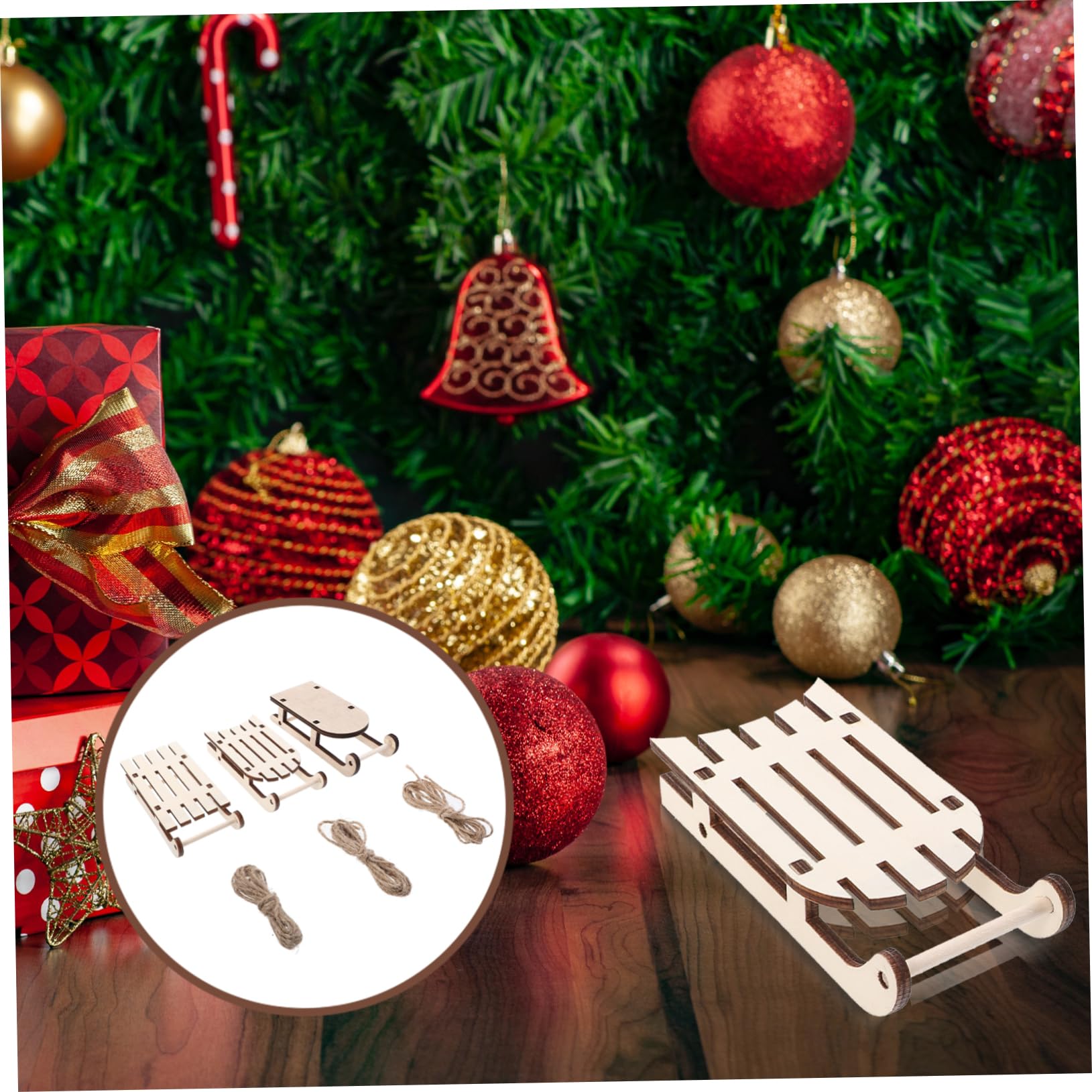 Cabilock 4 Sätze Miniatur Holzschlitten Unbemalte Weihnachtsdekoration Für Kreative Bastelideen Für Tischdeko Und Festliche Anlässe 12 Stück * 4