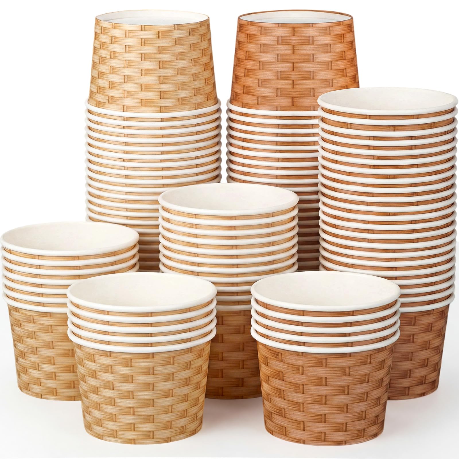 Jingmore 100 Pcs 8 oz Treat Snack Cups Bulk Summer Ice Cream Bowl Cute Cups Disposable Party Favors Paper Bowls for Hot Cold Food Wedding Baby Shower Birthday Party Supplies (Easter Basket,Dark,Light)