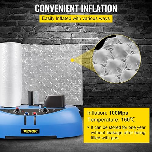 Miniatura 5 de Happybuy Película de cojín de aire, película de bolsas de burbujas de almohada de aire de 984 pies de longitud, película de 16 pulgadas de ancho,