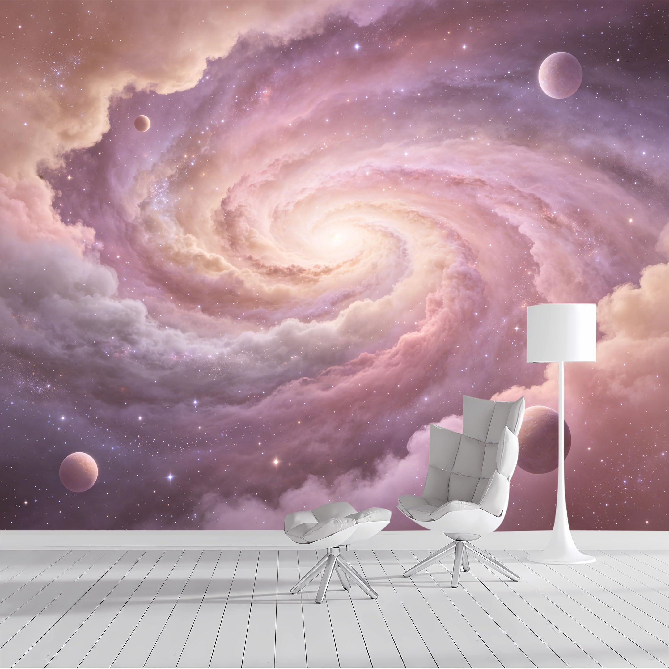 Custom Size Wall Mural Cosmic Nebula Fantasy Space Galaxy Planets Watercolor SelfAdhesive Wall Fabric Removable Peel and Stick Wallpaper Wall Decor for Living Room Bedroom Bathroom