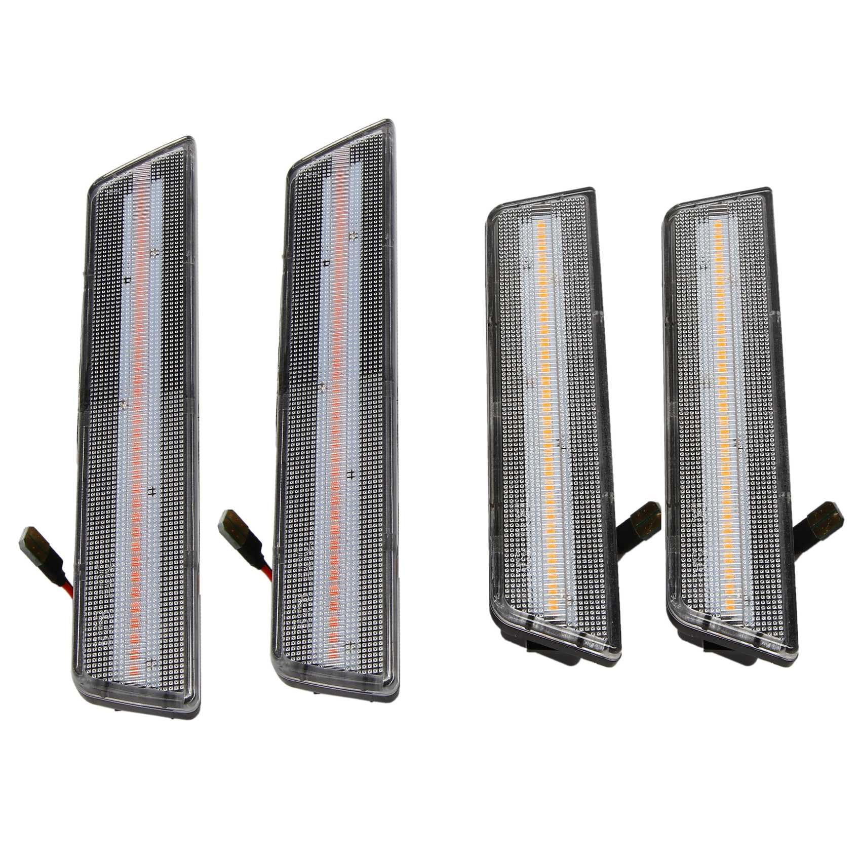 FREEZER Piloto Intermitente 4 Luces LED Intermitente Coche Luces posición Laterales (2 Delanteras: ámbar 2 traseras: Rojo) para Dodge para Challenger 2008-2014 Intermitentes Automóviles