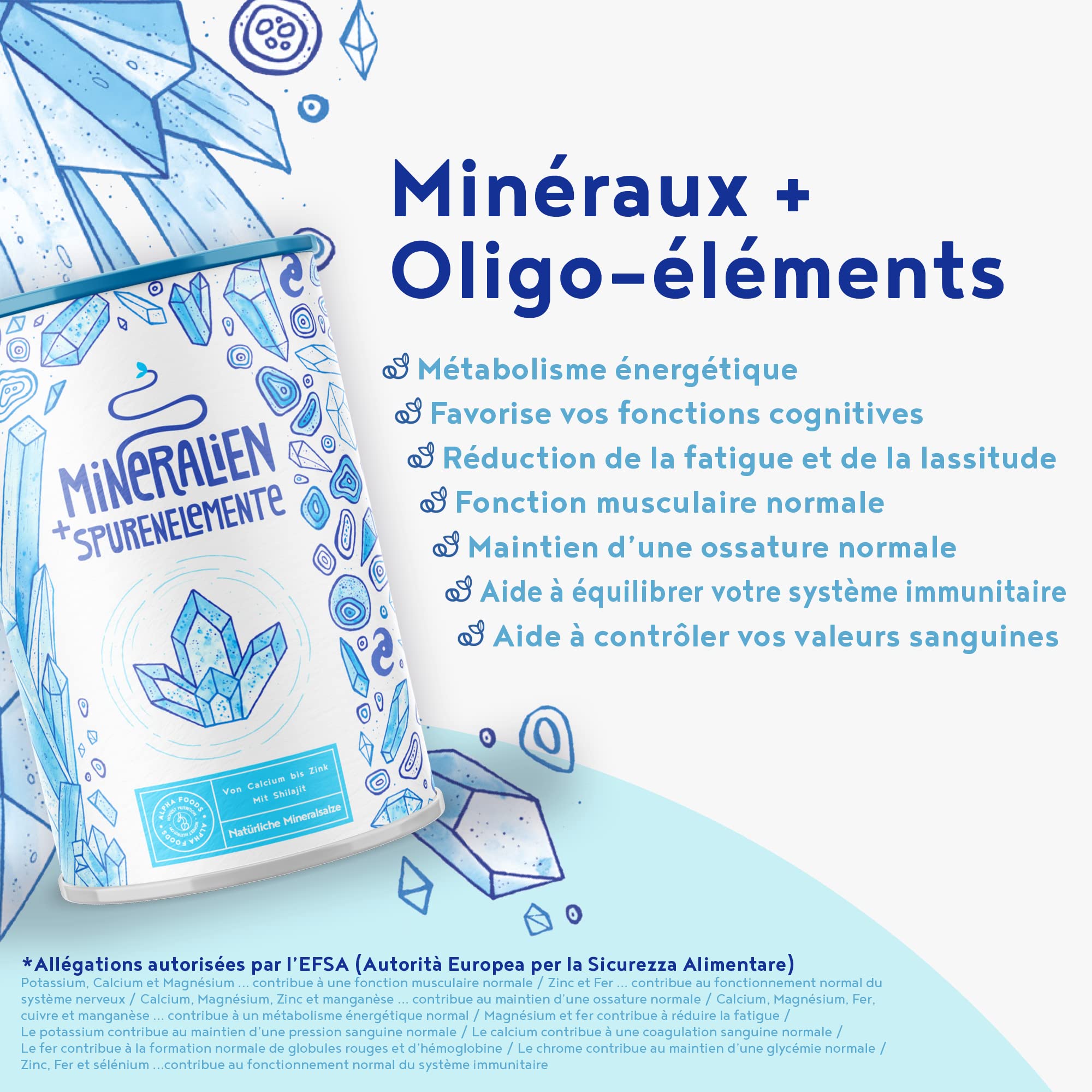Minéraux et oligo-éléments - Avec l'essence d'origine Shilajit - Sans additifs ni substances auxiliaires - Mélange optimalement biodisponible de composés minéraux actifs - 450g de poudre