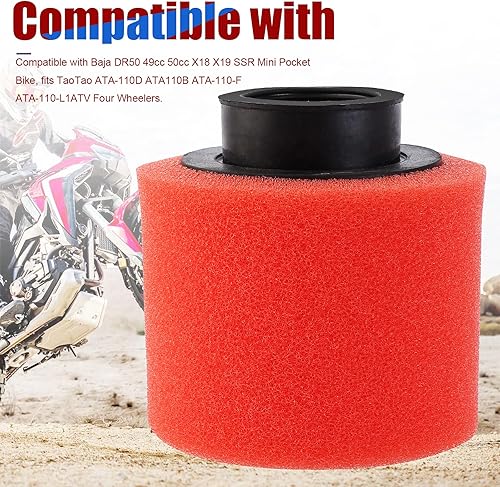 Miniatura 4 de YOFMOO Filtro universal de doble espuma de 1.378 in, color rojo, compatible con motocicleta, ATV, Quad Scooter Go Kart de 50 cc, 70 cc, 90 cc, 110