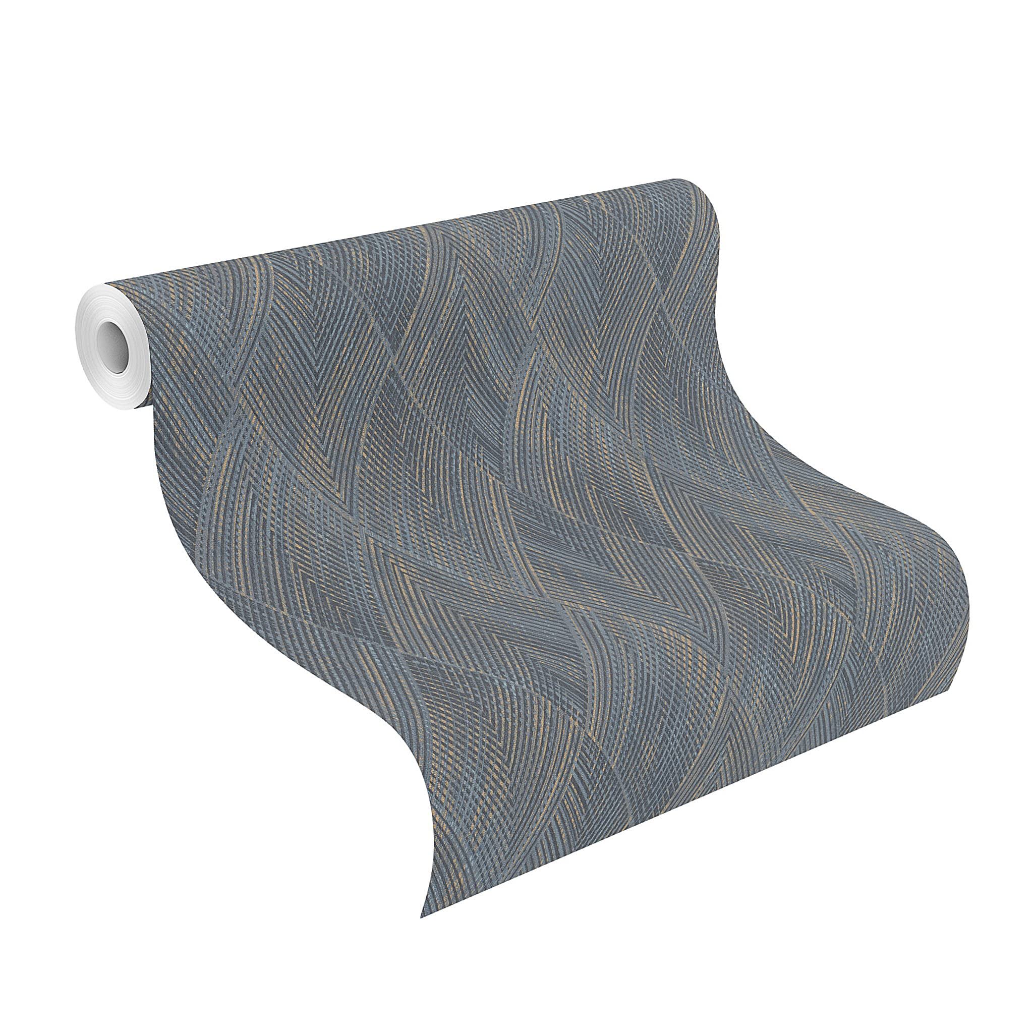Rasch Papel pintado 844146 en azul y dorado con patrón geométrico de rombos de la colección Perfecto VI – 10,05 m x 0,53 m (largo x ancho)