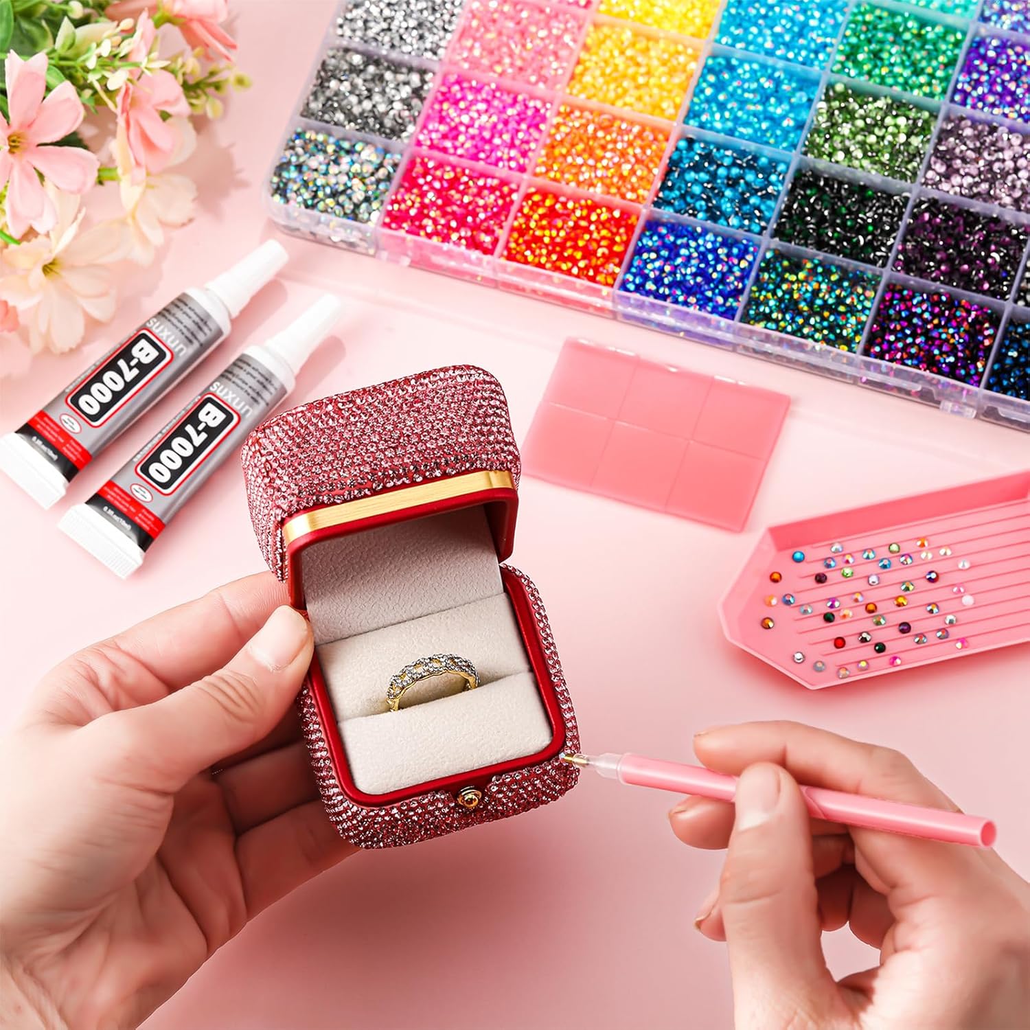 41000Pcs 42 Colors 3mm Flatback Rhinestones for Bedazzling Kit Resin Bedazzler Kit with Rhinestones and Tools DIY Multicolor Bedazzling Gems for Crafting Clothes Jewelry Cup Shoes Nail
