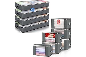 Budding Joy 6 Pack 90L Large Storage Bags & 4 Pack Under Bed Storage Containers