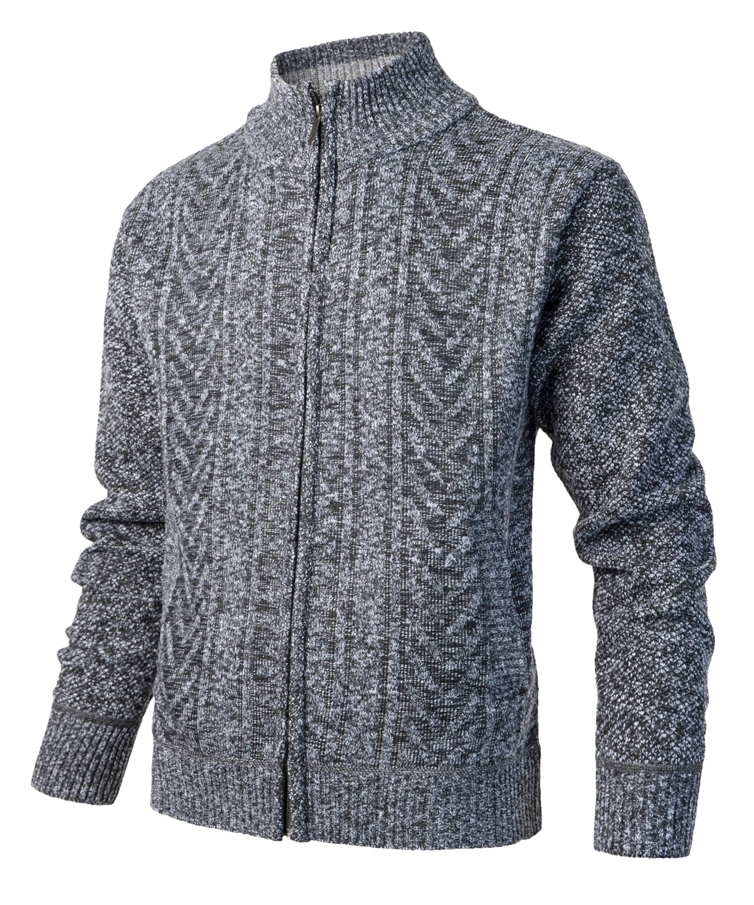 Homme Cardigan Veste en Maille Casual Ouvrez-Front Zippé Gilet Automne Hiver Sweatshirt Chaud Col Droit Manche Longue d'hiver Doublé en Polaire avec 2 Poches