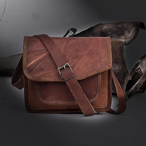 Miniatura 3 de cuero Bandolera pequeña hecha a mano de 11 pulgadas de cuero genuino para iPadtablet, viaje, trabajo, vintage, para iPad Pro de 10.5 pulgadas para