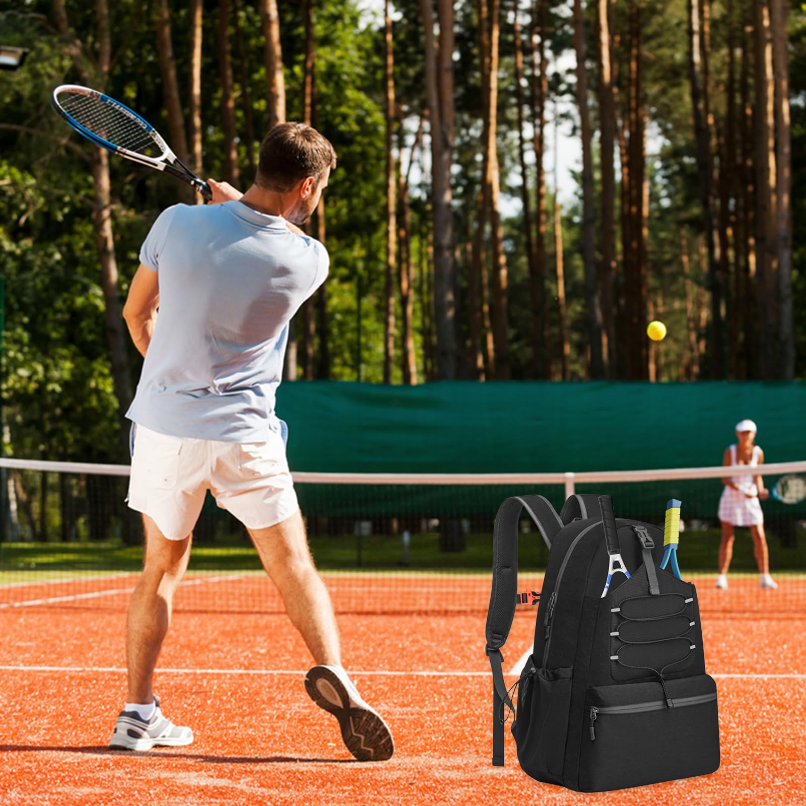 Zaino Da Tennis Per 4 Racchette - Borsa Sportiva Con Scomparto Scarpe, Impermeabile - Foto 3