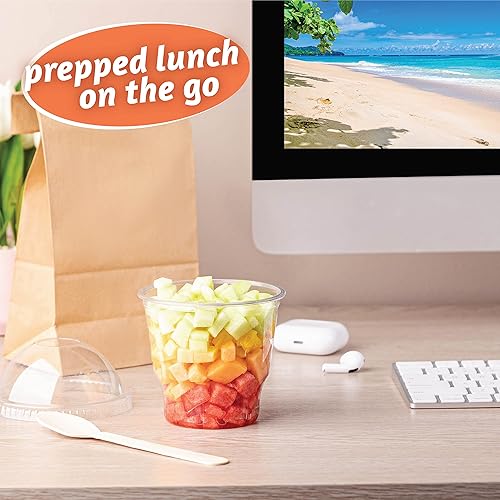 Miniatura 6 de Galashield 50 juegos de 12 onzas Vasos de parfait con tapas, vasos de yogur, vasos transparentes con tapas, vasos desechables con tapas de cúpula