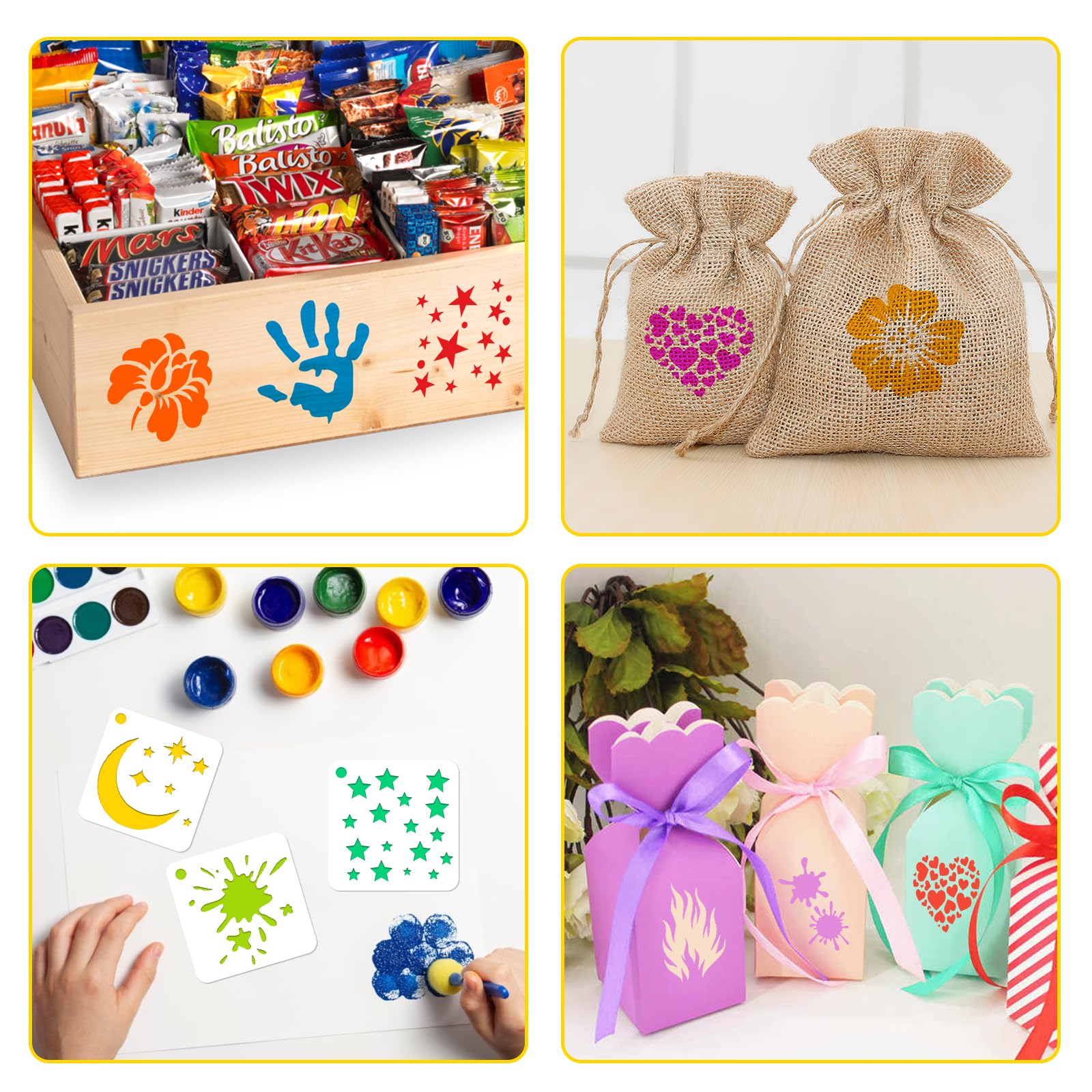 FINGERINSPIRE Banksy sjablonen, 5 stuks, gelaagd design, 29,7 x 21 cm, voor meisjes, ballon, schildersjabloon, wasbaar kunststof, textielvormgeving