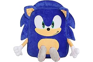 Sonic The Hedgehog Backpack for Boys: Blue Plush Padded Bookbag with 3D...