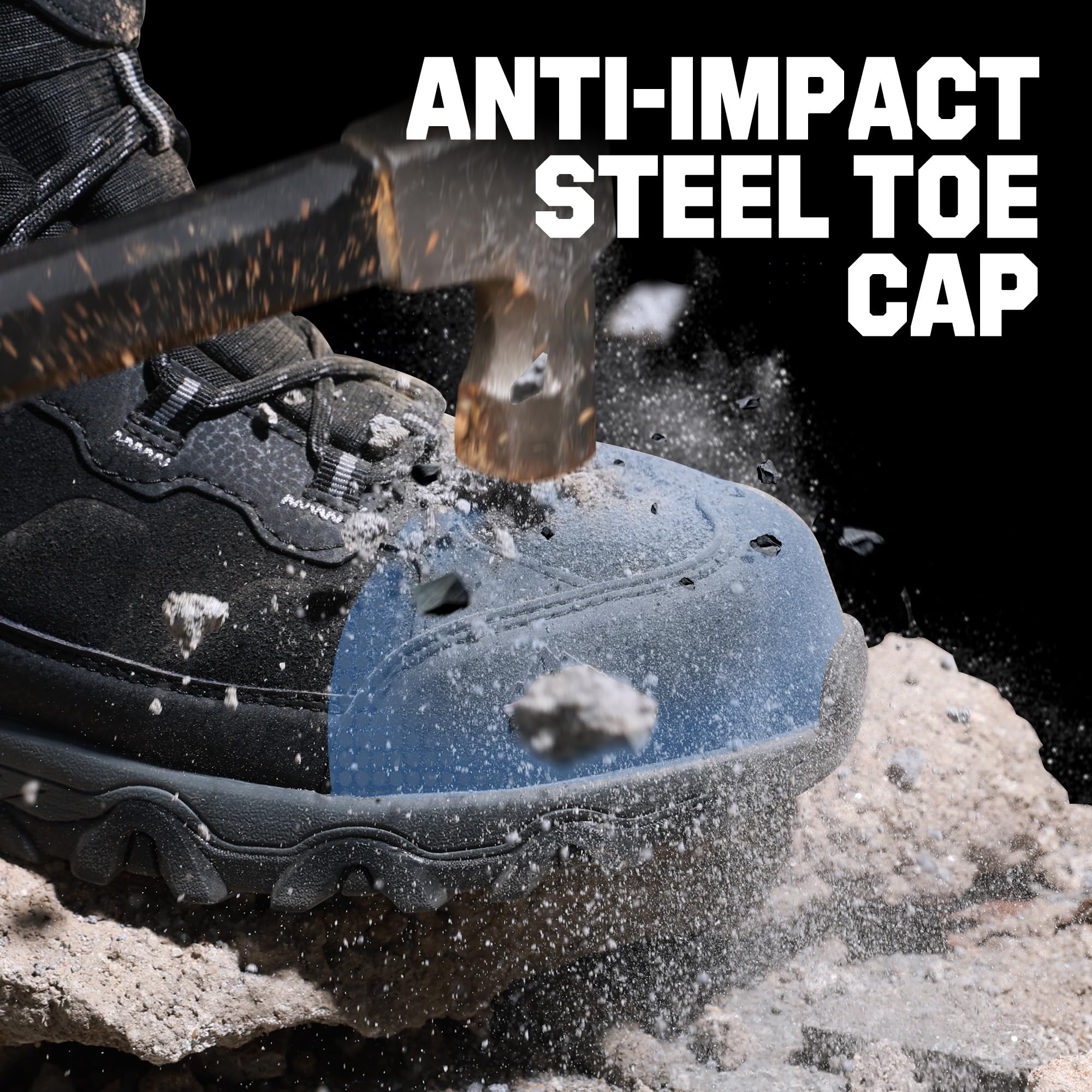 NORTIV 8 Waterproof Steel Toe Boots for Men Slip Resistant Safety Industrial Boots Black Size 9 JS19004M-STEEL