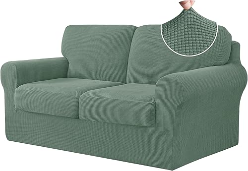 Miniatura 47 de CHUN YI Fundas de sofá de 7 piezas, fundas de sofá lavables, funda elástica para sofá de 3 cojines con respaldo y fundas de cojín separadas, Azul