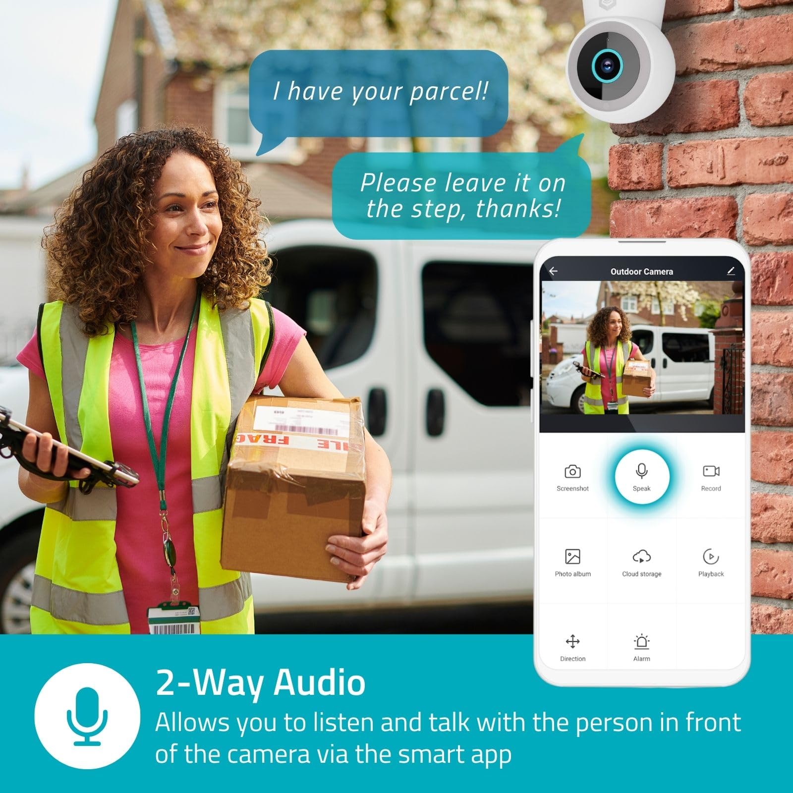 NEDIS Inteligentna kamera zewnętrzna Wi-Fi, 3 MP 1296p, czujnik ruchu, wykrywanie człowieka AI, ściemniany reflektor pełnokolorowy noktowizor, dwukierunkowy dźwięk, odporny na warunki atmosferyczne