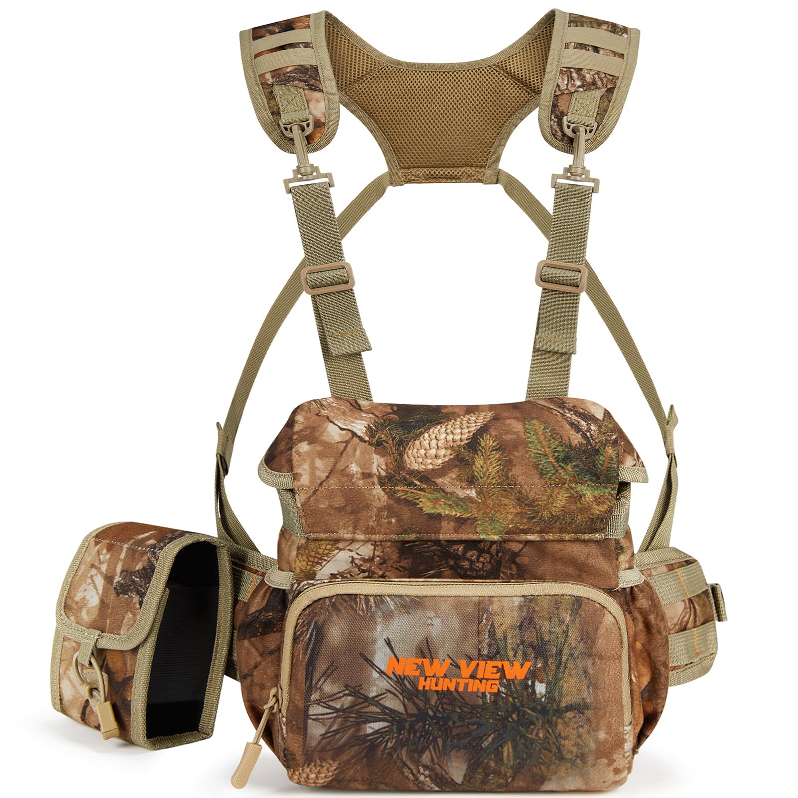 Binocular Harness Chest Pack With Detachable Rangefinder Pouch, Adjustable Bi
