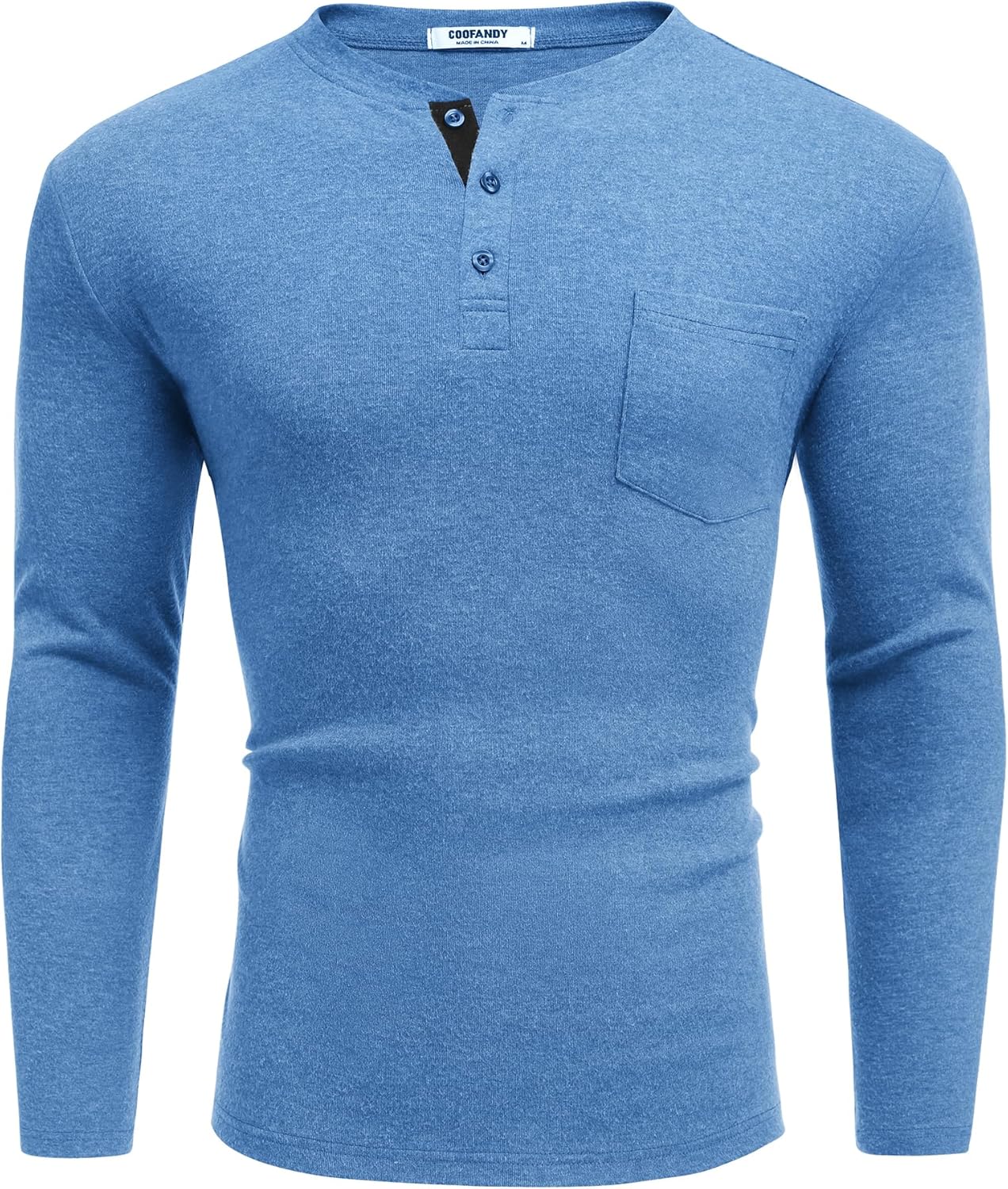 COOFANDY Men Long Sleeve Henley Shirs Casual Basic T Shirts Soild Button Tees with Pockets - Image 6