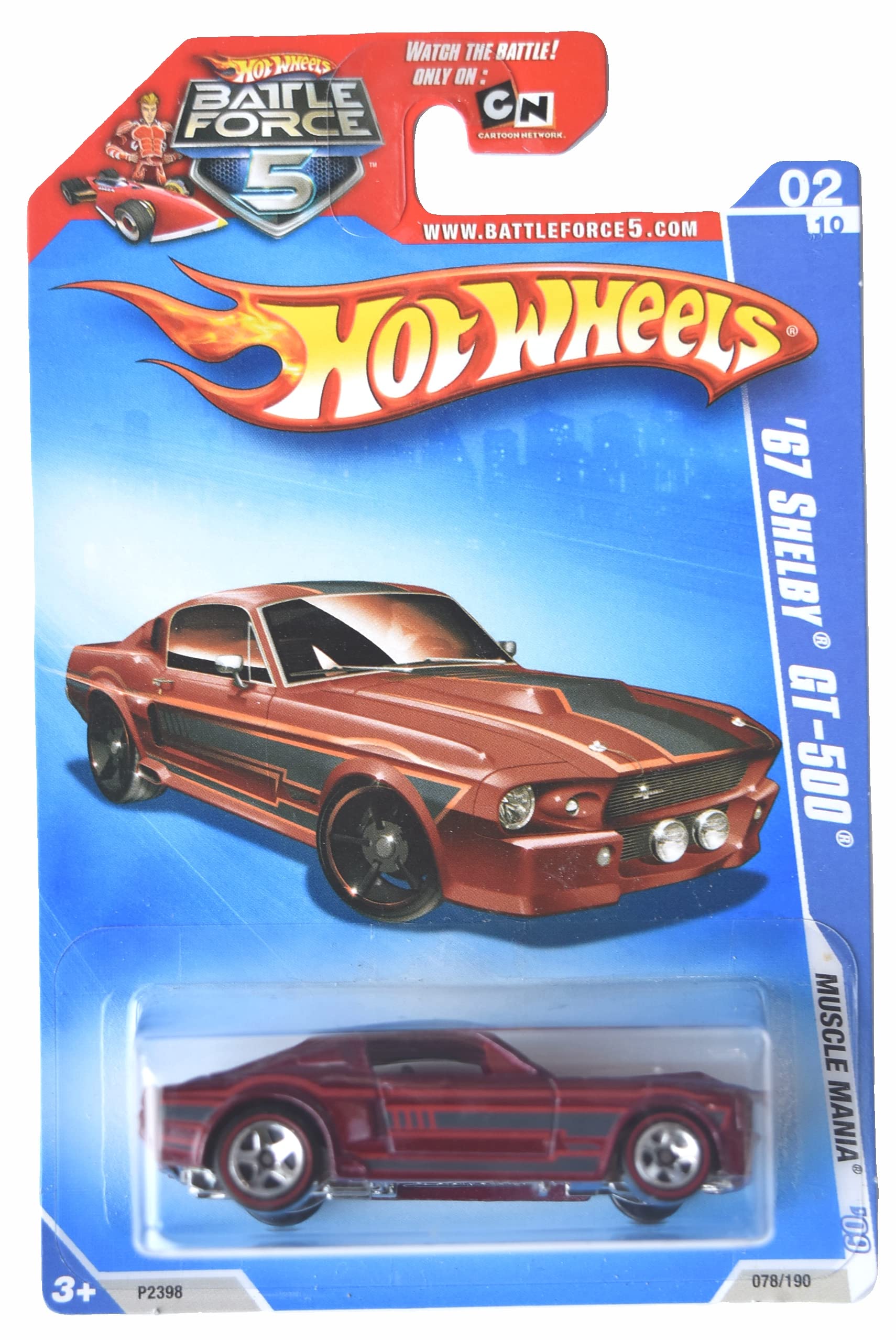 Hot Wheels '67 Shelby GT 500, Muscle Mania 2/10 (Redline) Battle Force 5 Card