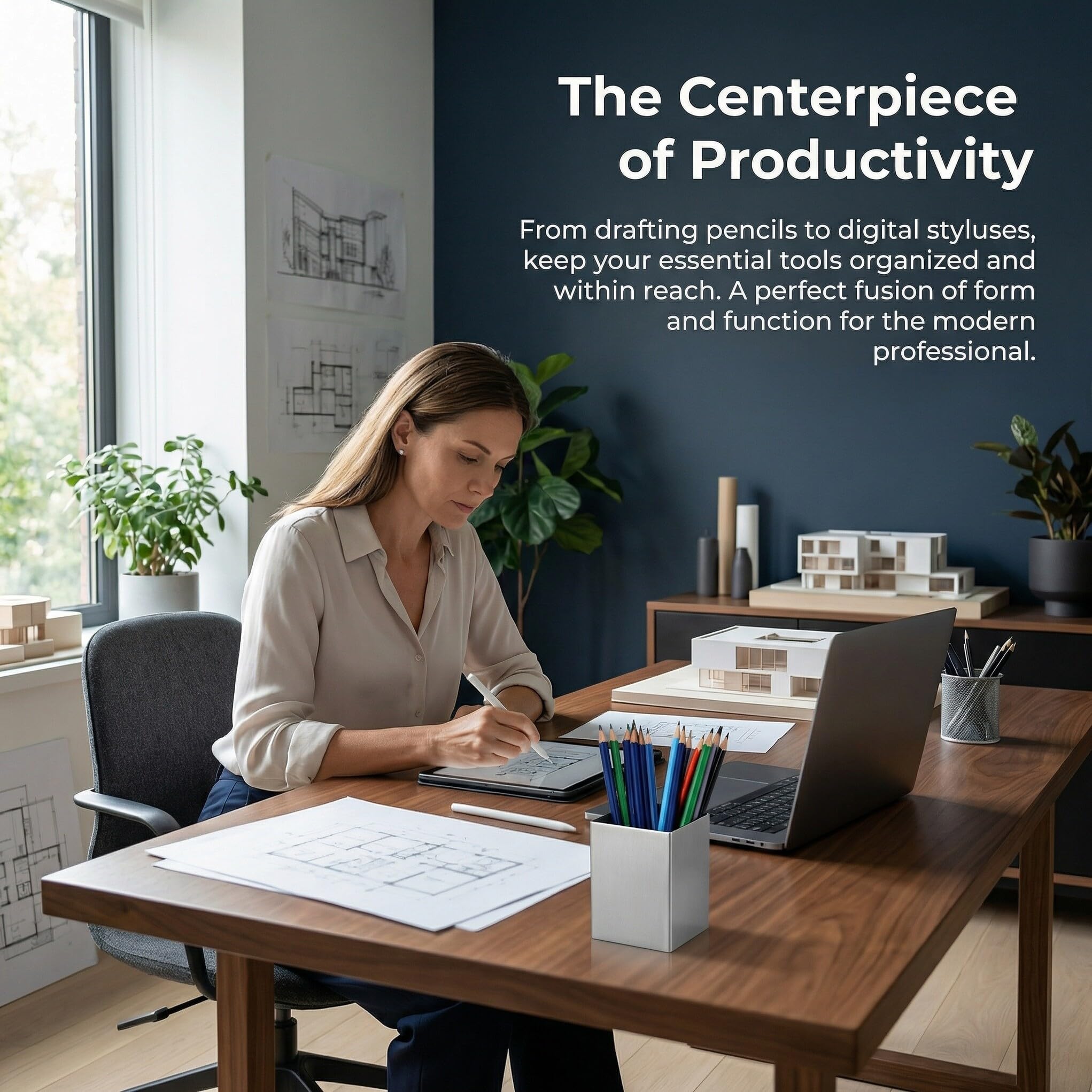 Portamatite da Scrivania in Acciaio Inossidabile Leggero e Portatile Organizer Multiuso per Ufficio Casa Design Resistente e Compatto