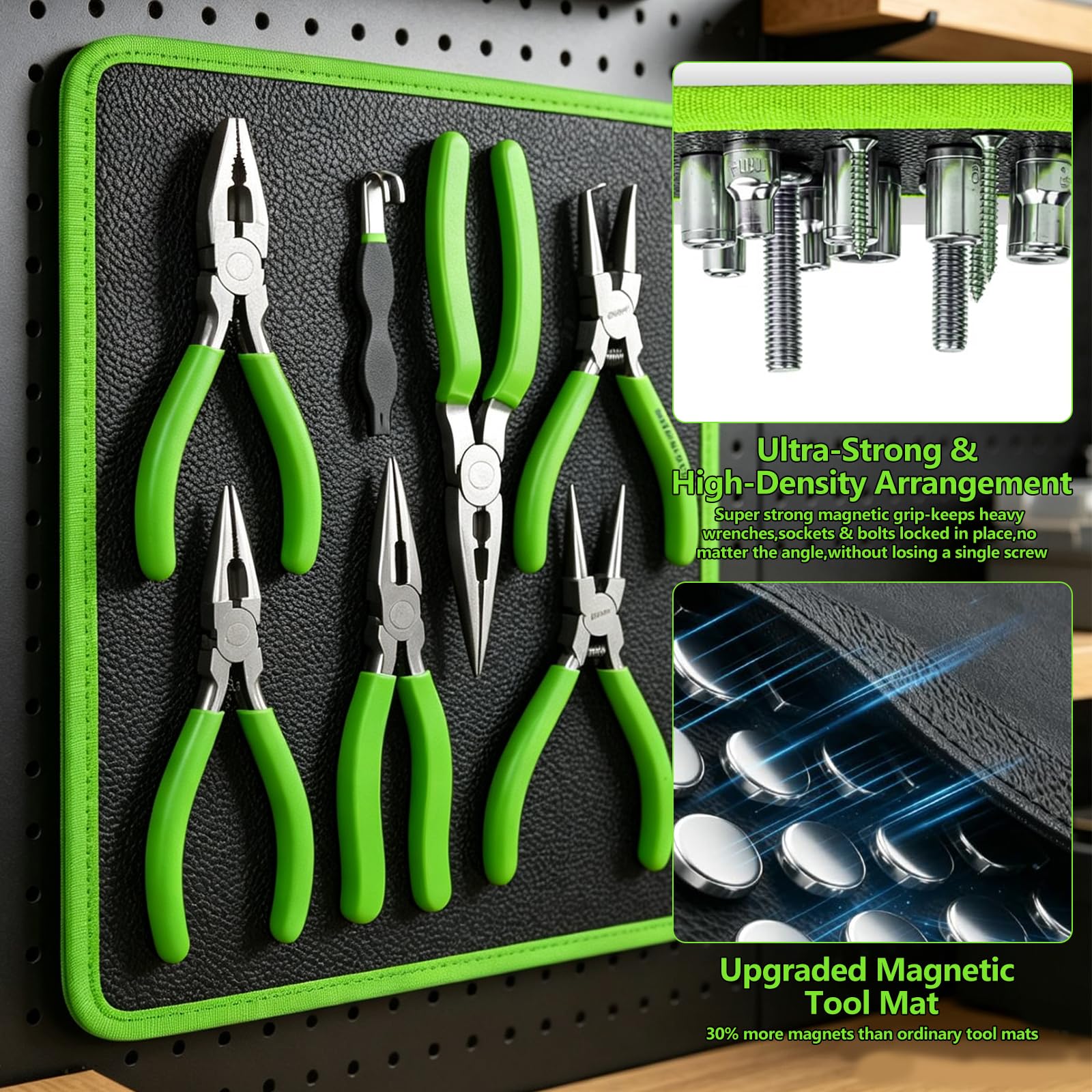 Tappetino magnetico in PVC con asta magnetica telescopica estensibile da 9 kg, forte tappetino magnetico per viti, dadi, bulloni, dischi, per officine, garage, riparazione auto, 32,5 x 24,7 cm