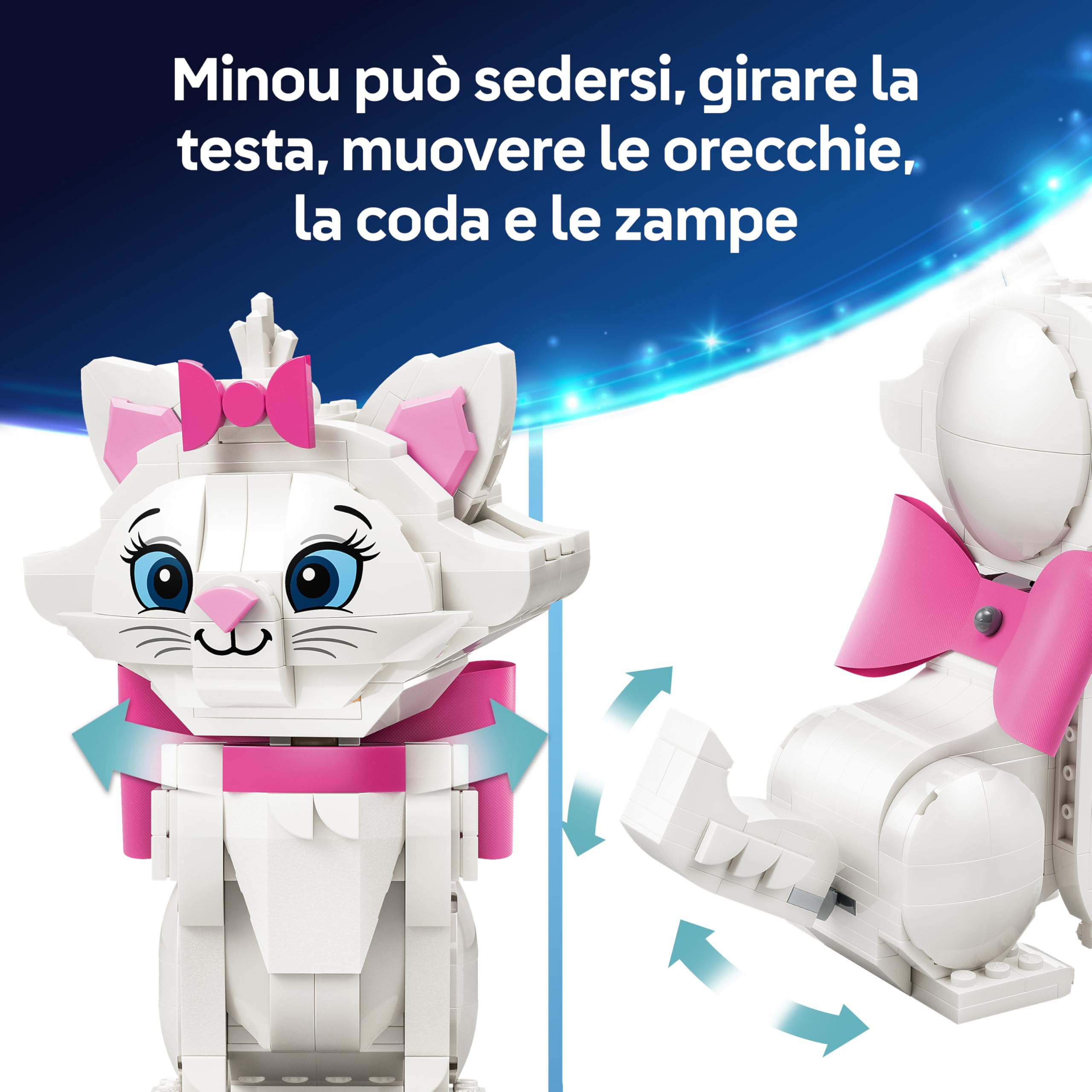 LEGO | Disney Adorabile Minou de Gli Aristogatti - Gatto Giocattolo con Accessori, incluso un Fiocco in Tessuto - Decorazione per la Camera da Letto - Regalo per Bambine e Fan da 7 Anni in su - 43286