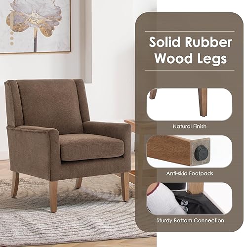 Miniatura 3 de COLAMY Silla Moderna de Respaldo Alto para Sala de Estar, Sillón de Acento Tapizado en Tela, Silla de Sofá Individual con Asiento de Descanso y