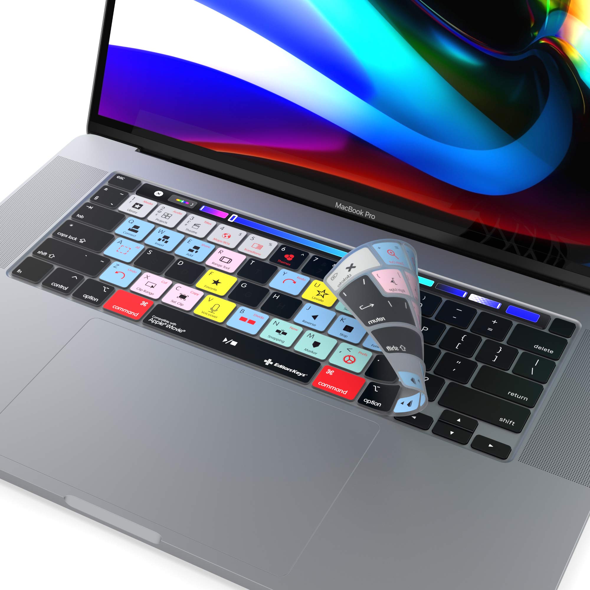 iMovie Tastatur-Abdeckung für MacBook Pro 2020+ 33 cm (13 Zoll) und 40,6 cm (16 Zoll) | echte Shortcut-Abdeckung von Editors Keys | nicht für andere MacBook-Modelle geeignet