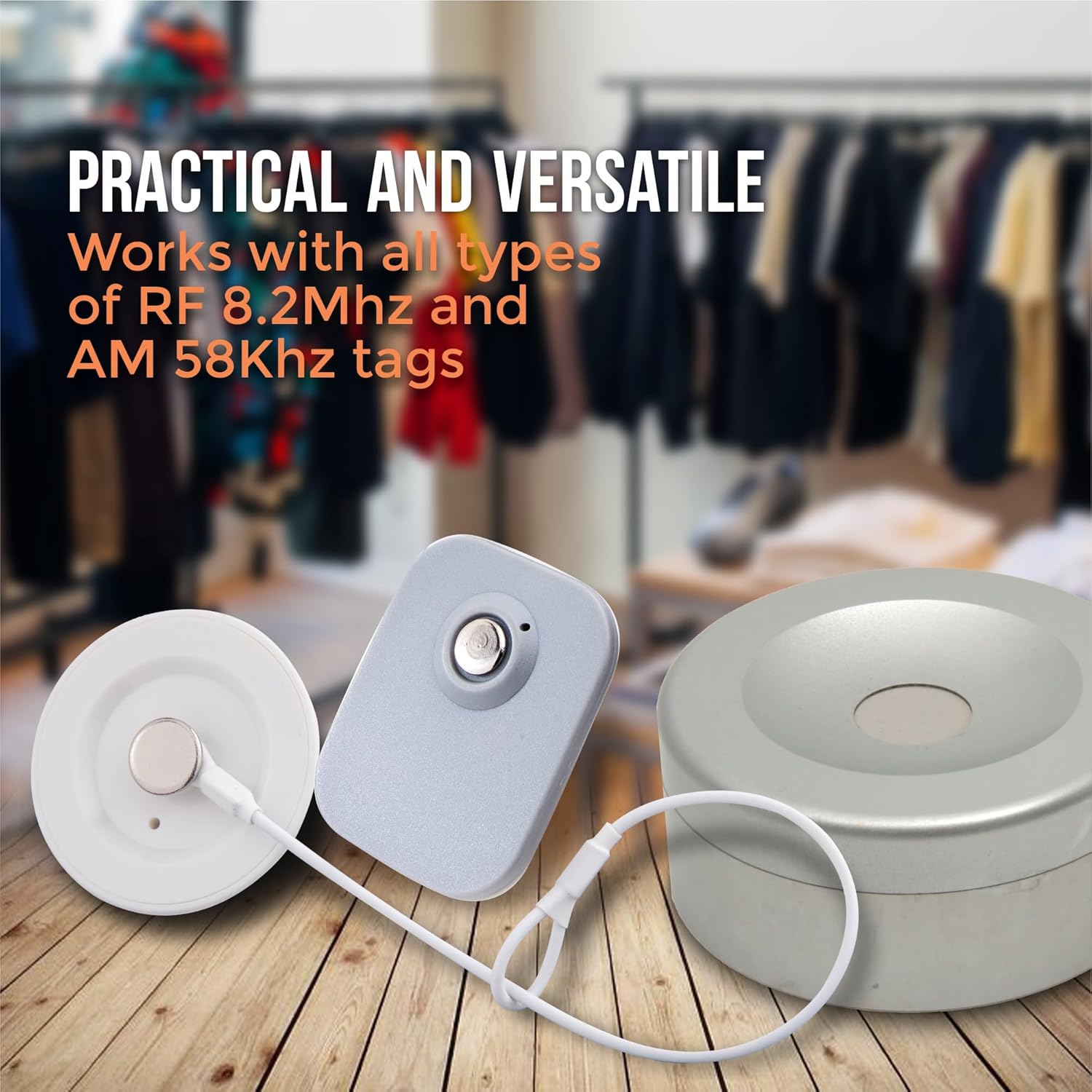 500 Security Lanyard 2 Loop White 8 Inch EAS Loss Prevention Checkpoint Compatible by Bullseye Protection