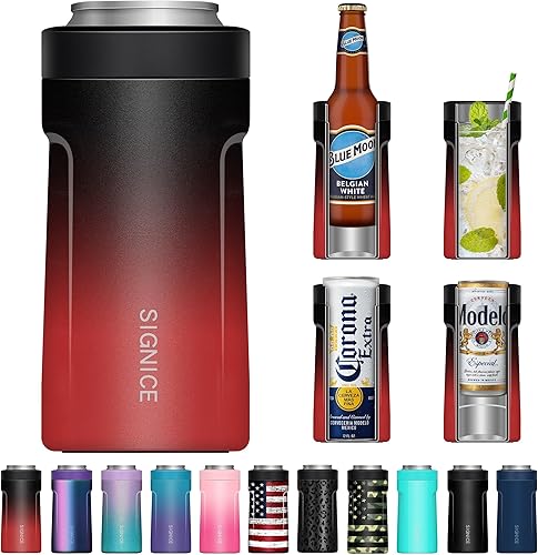 Miniatura 48 de Enfriador de latas universal aislado 3 en 1 – Aislador al vacío de doble pared de acero inoxidable delgado para botellas de cerveza de lata regular